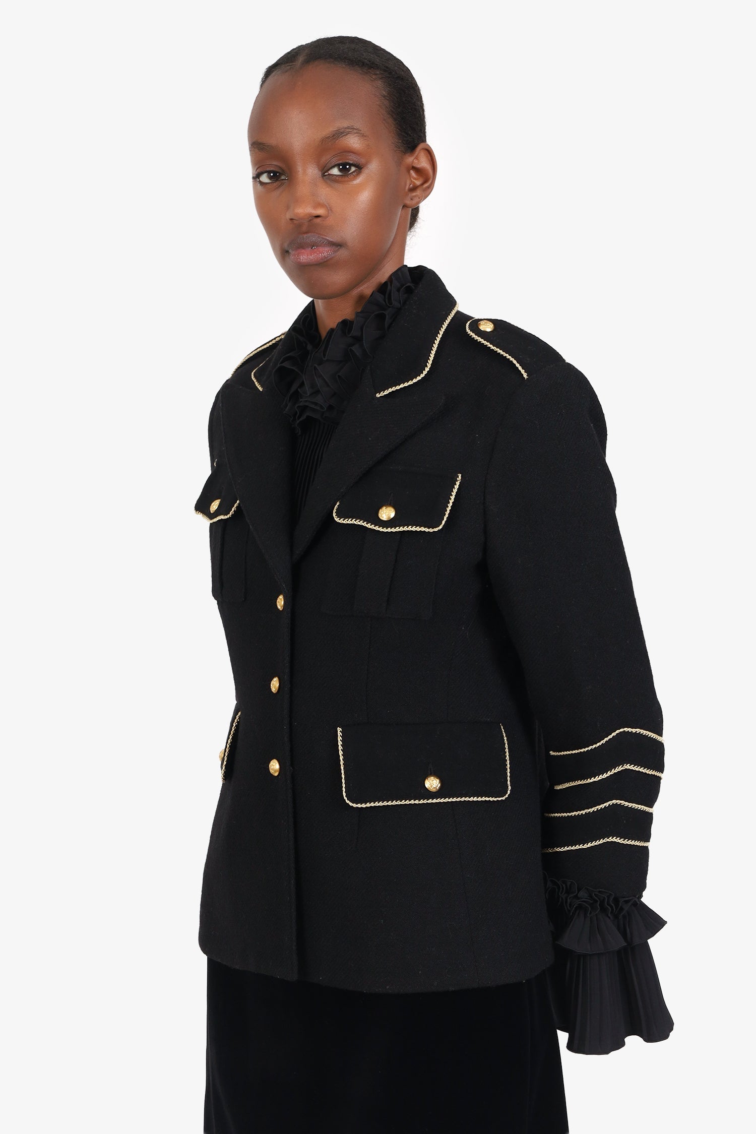 Smythe Black Wool Military Jacket Size 10
