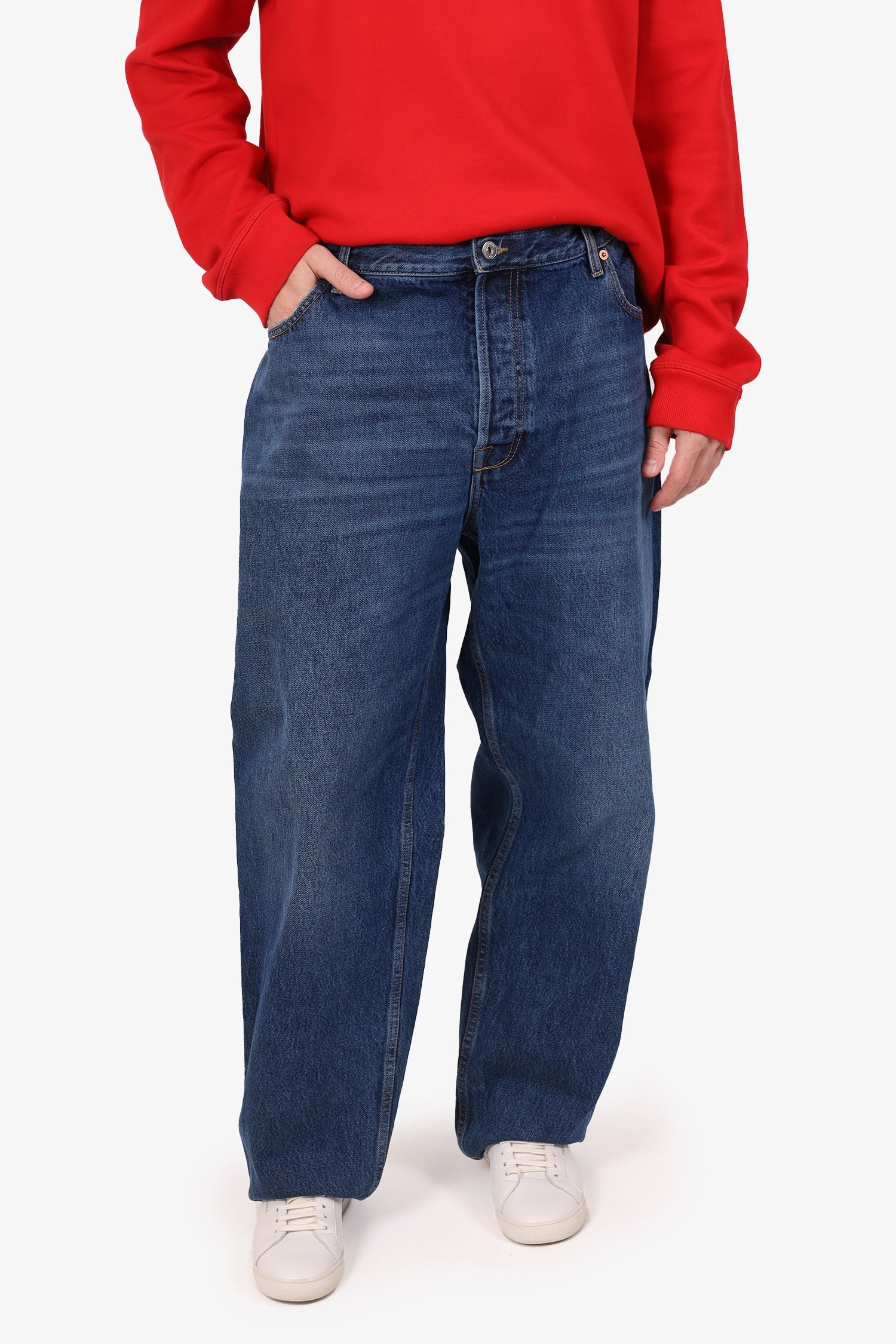 Valentino Blue Denim Logo Pocket Straight Leg Jeans Size 38 Mens