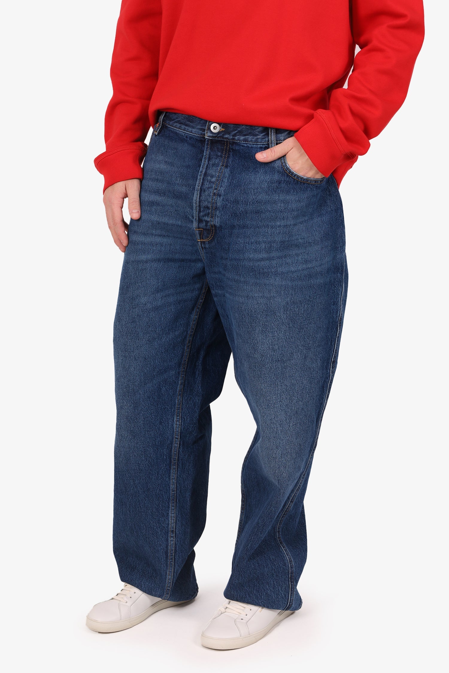 Valentino Blue Denim Logo Pocket Straight Leg Jeans Size 38 Mens