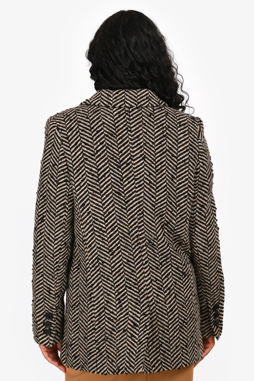 Anine Bing Brown/Black 'Diana' Wool Chevron Blazer Size XS