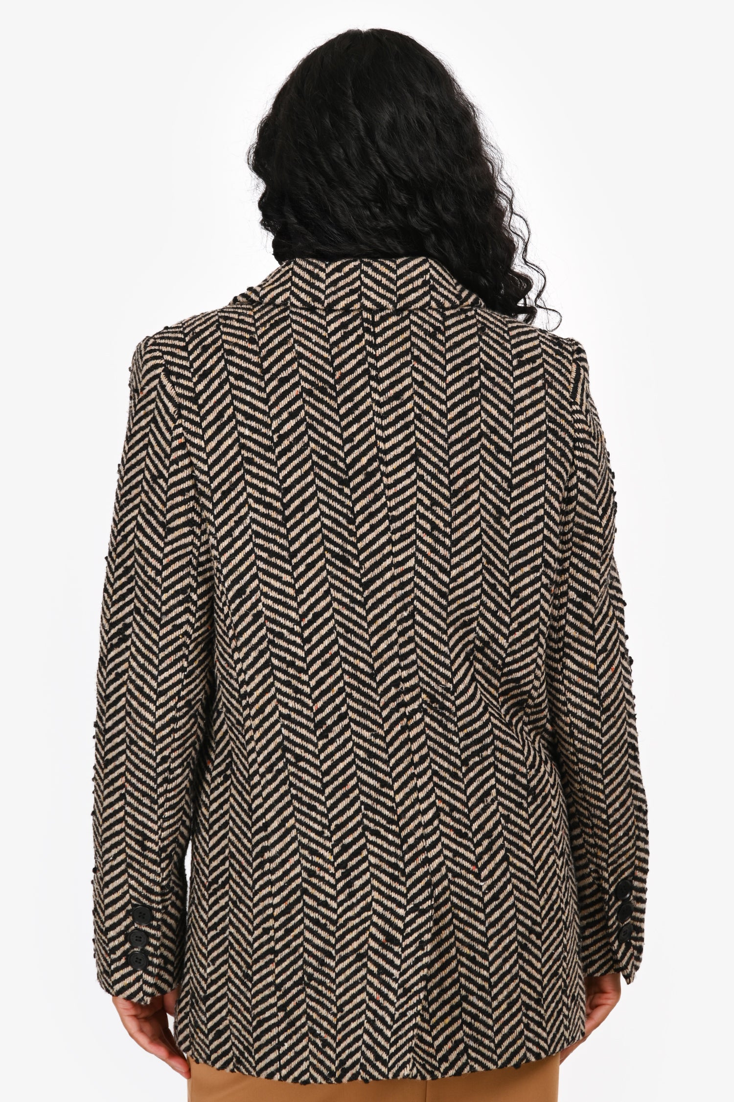 Anine Bing Brown/Black 'Diana' Wool Chevron Blazer Size XS