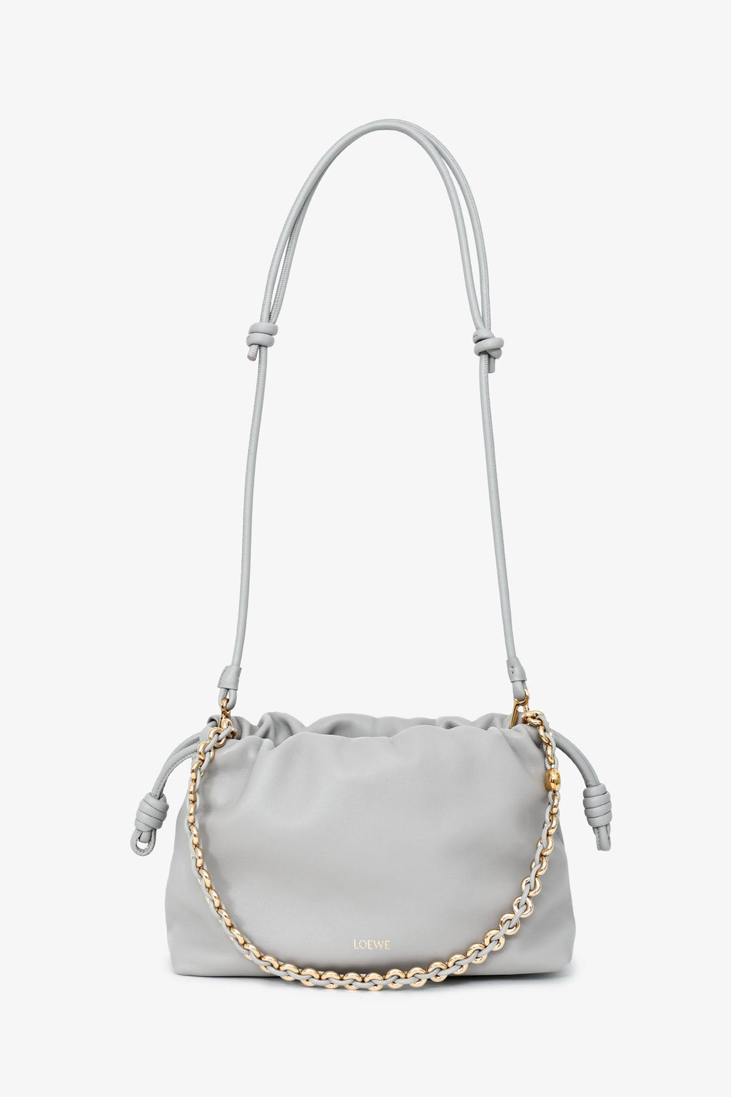 Loewe Grey Leather Flamenco Crossbody Bag with Donut Chain