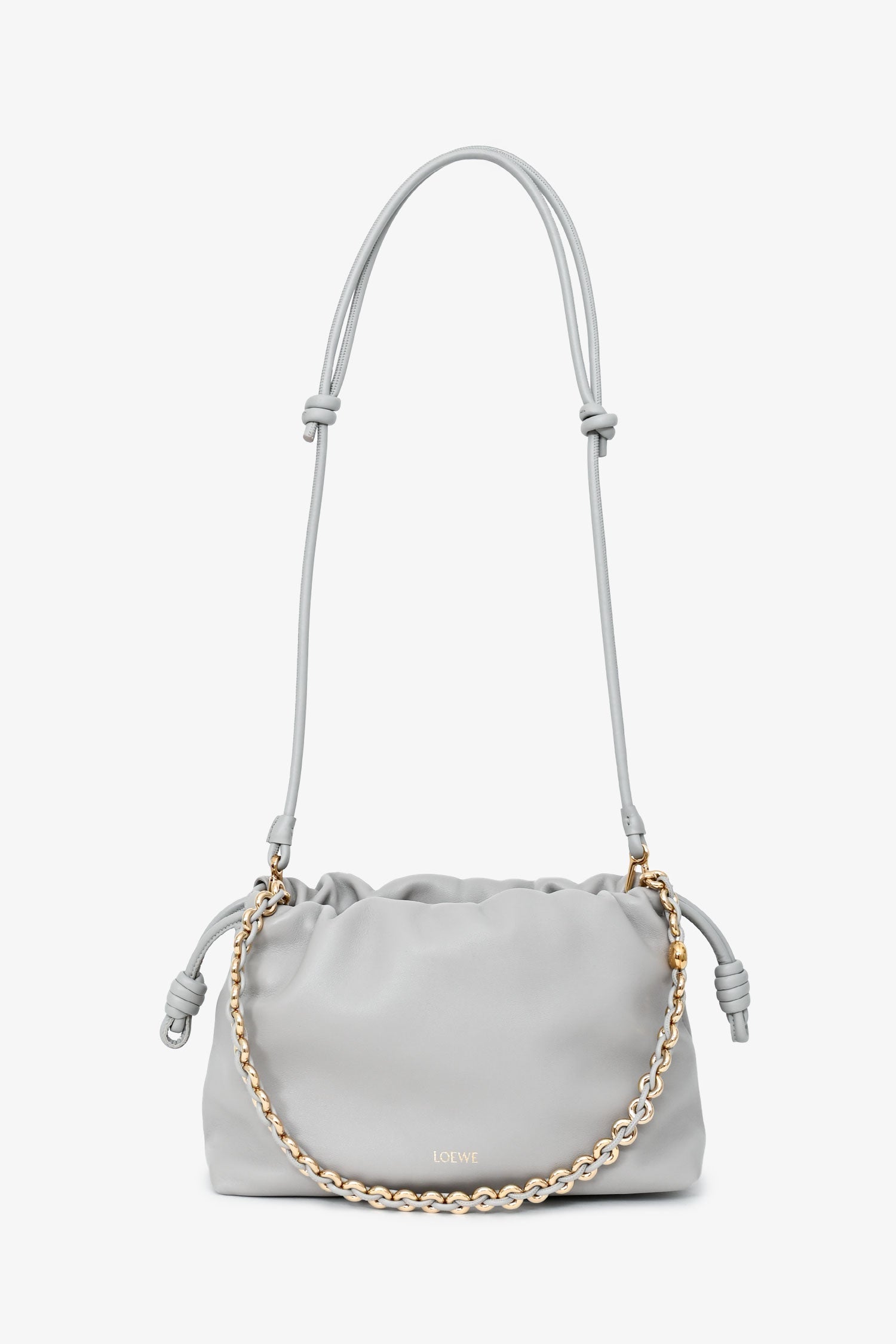 Loewe Grey Leather Flamenco Crossbody Bag with Donut Chain