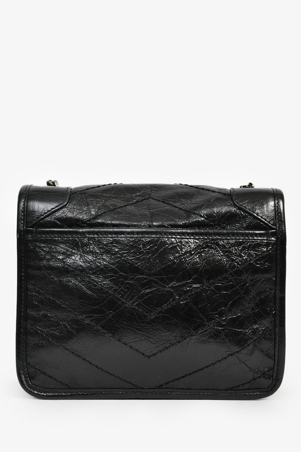 Saint Laurent Black Crinkle Leather 'Niki' Bag