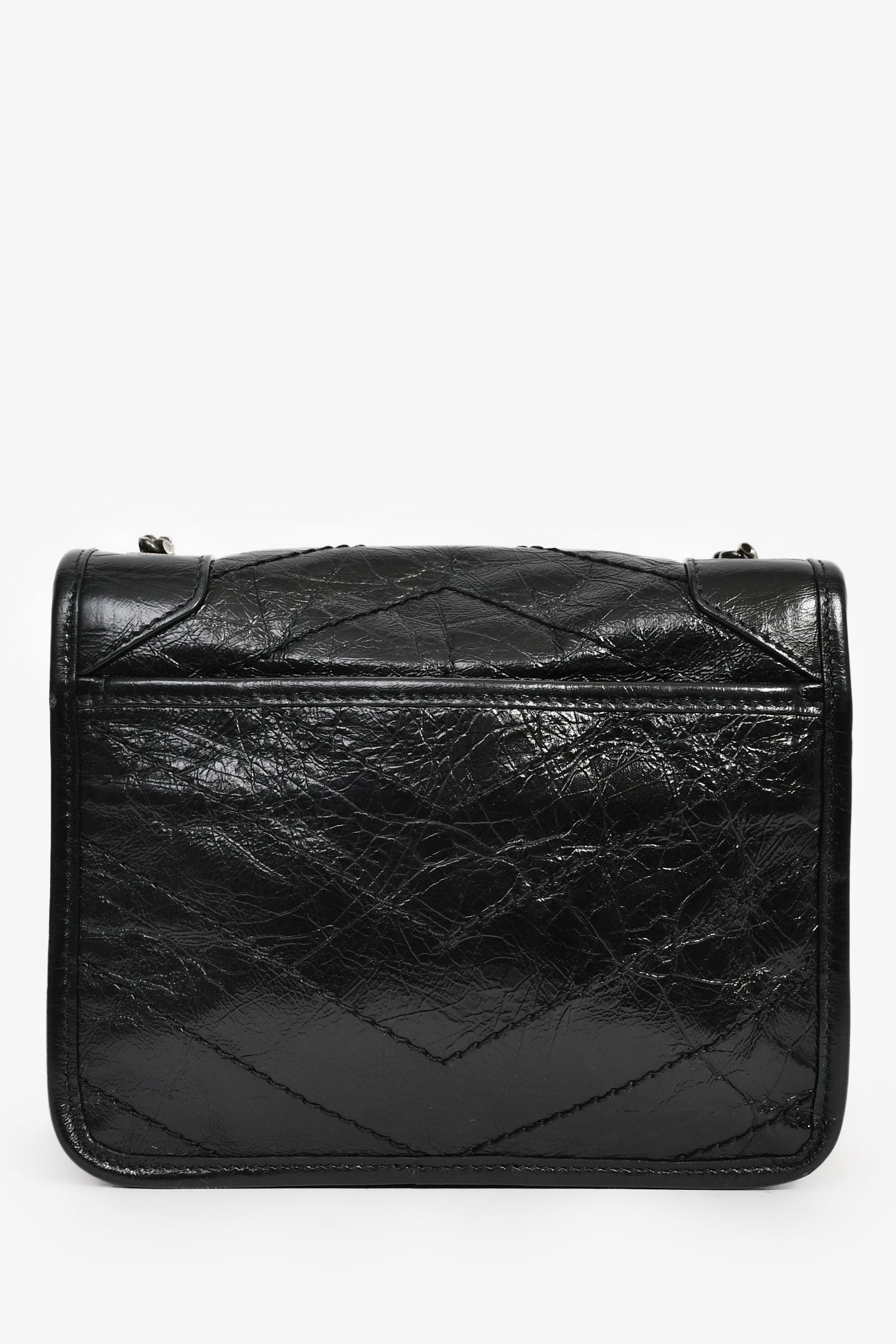 Saint Laurent Black Crinkle Leather 'Niki' Bag