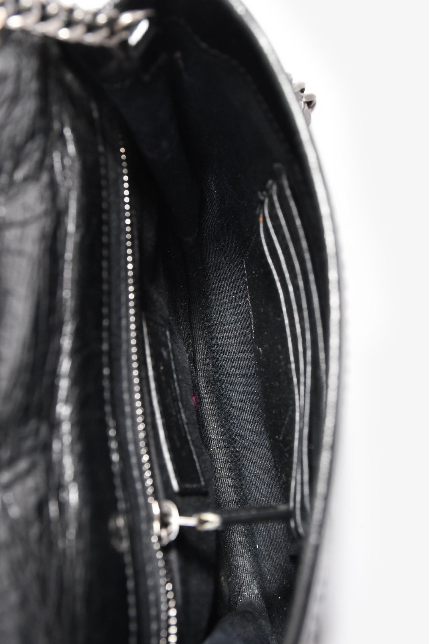 Saint Laurent Black Crinkle Leather 'Niki' Bag