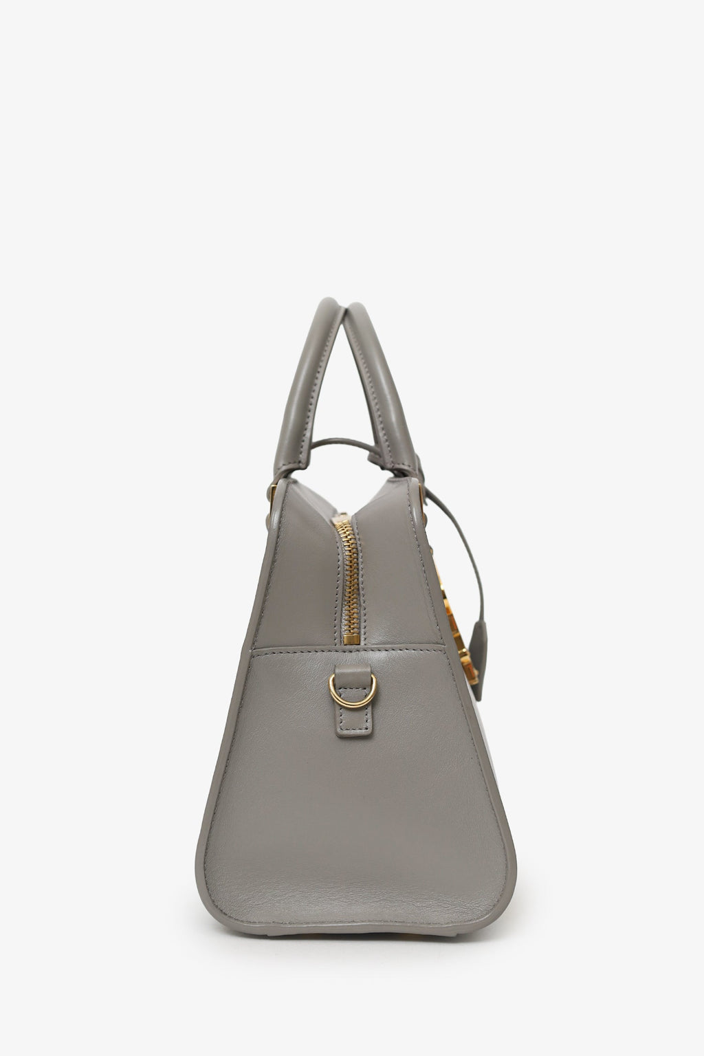 Saint Laurent Grey Leather Baby YSL Cabas Top Handle With Strap