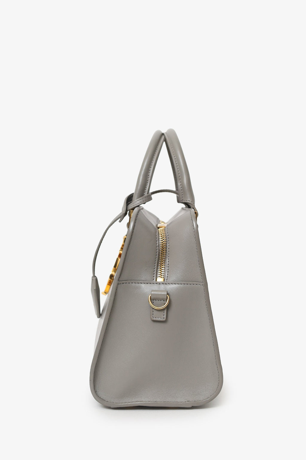 Saint Laurent Grey Leather Baby YSL Cabas Top Handle With Strap