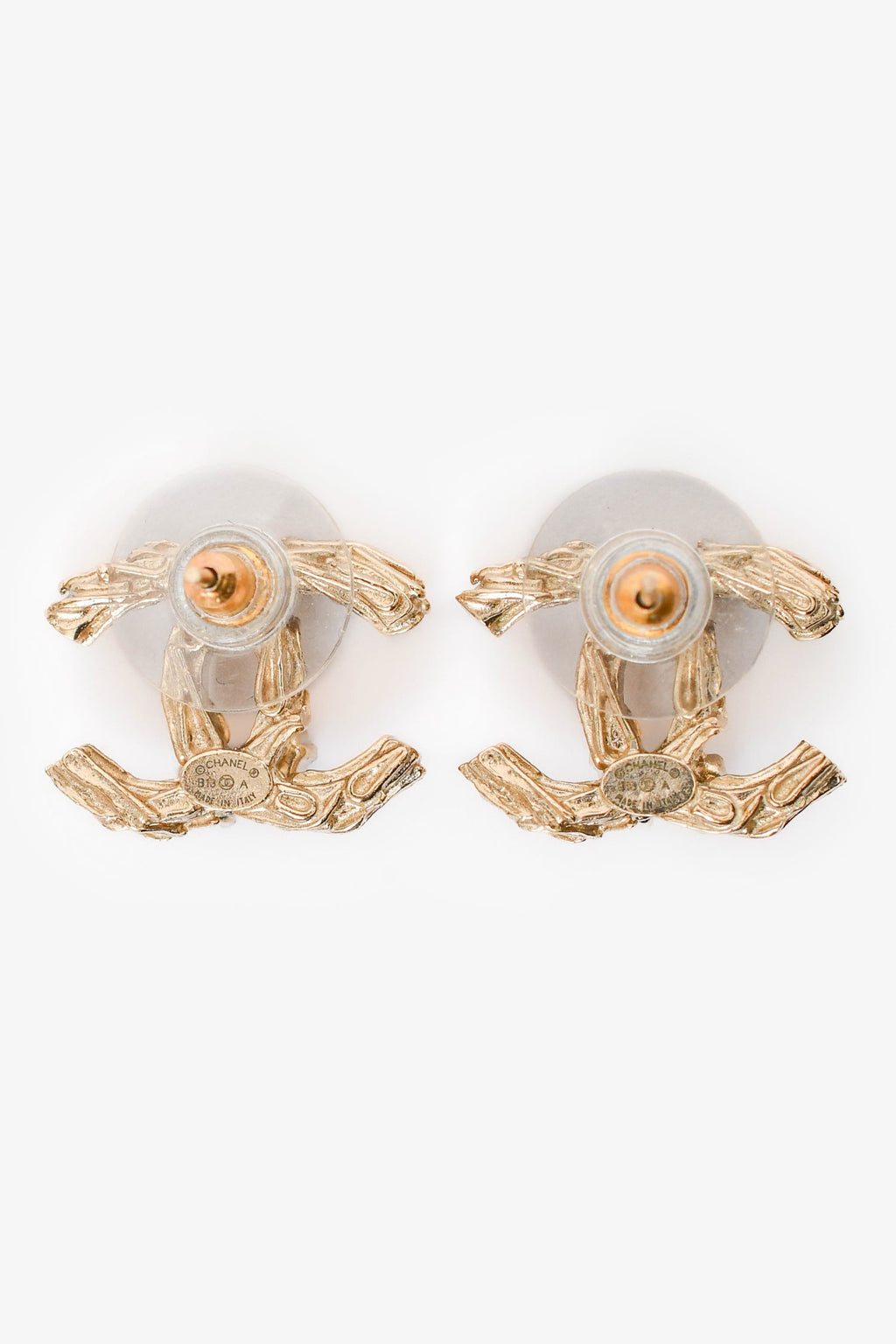 Pre-Loved Chanel™ 2013 Gold Toned Crystal Detail CC Stud Earrings