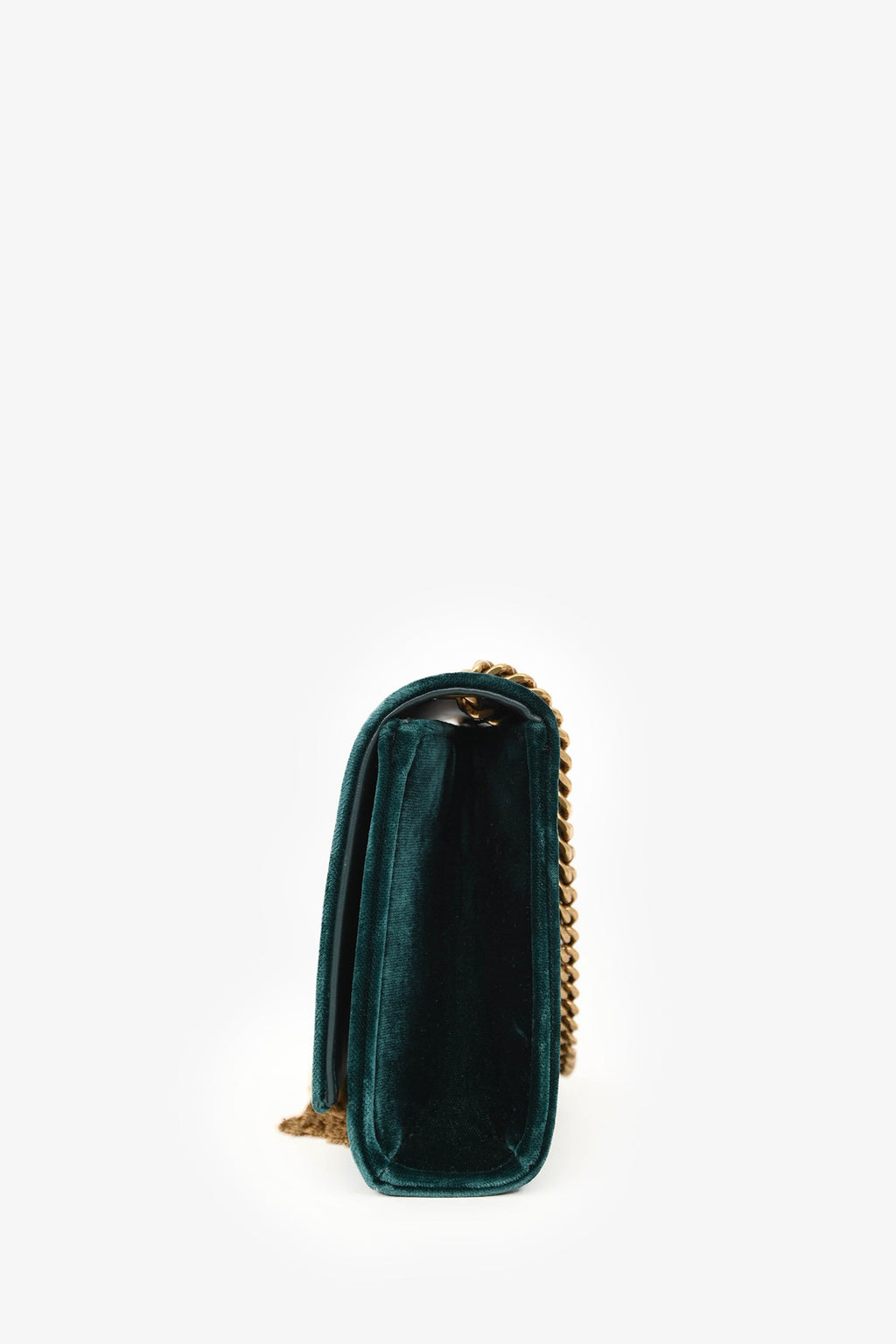 Saint Laurent Dark Green Velvet Monogram Small 'Kate' Shoulder Bag