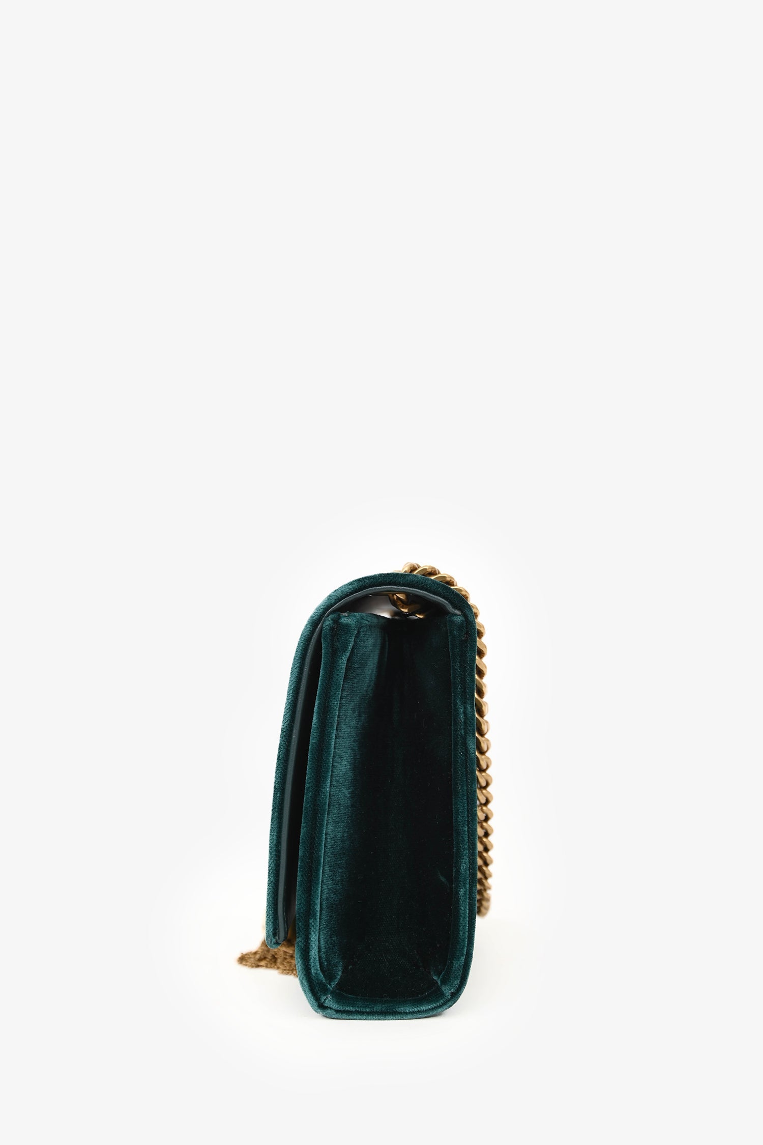 Saint Laurent Dark Green Velvet Monogram Small 'Kate' Shoulder Bag