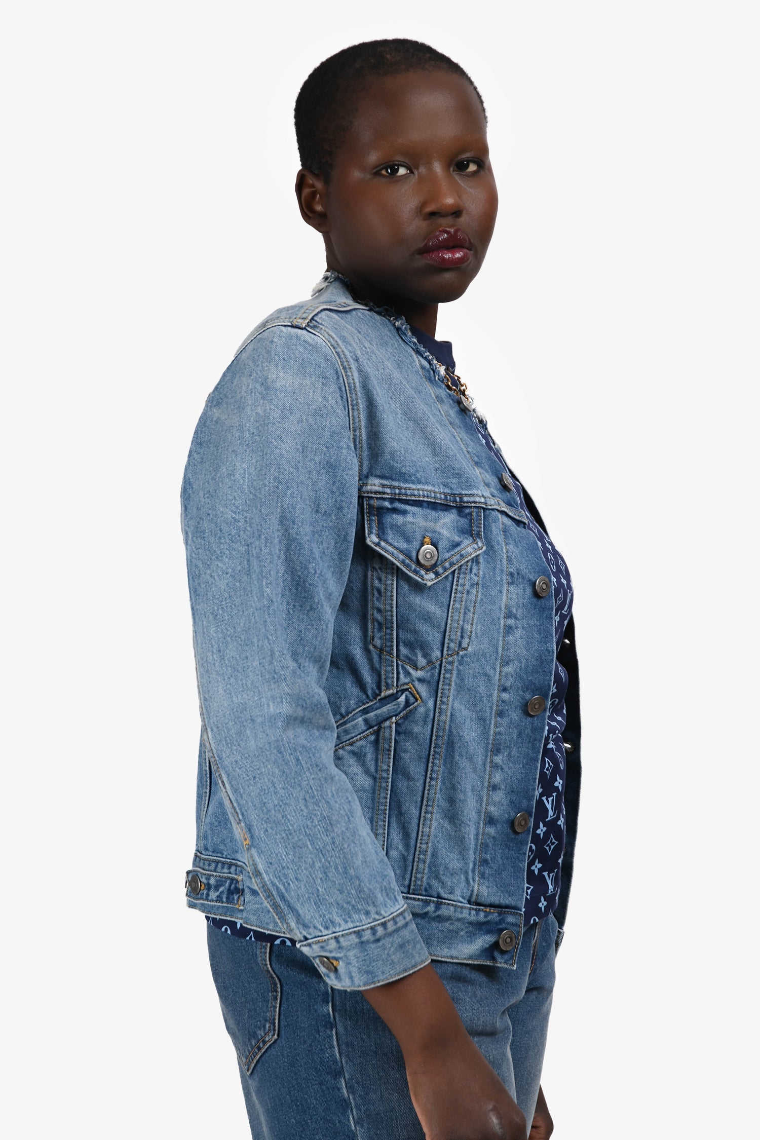 Maison Margiela Blue Distressed Edge Denim Jacket Size 38