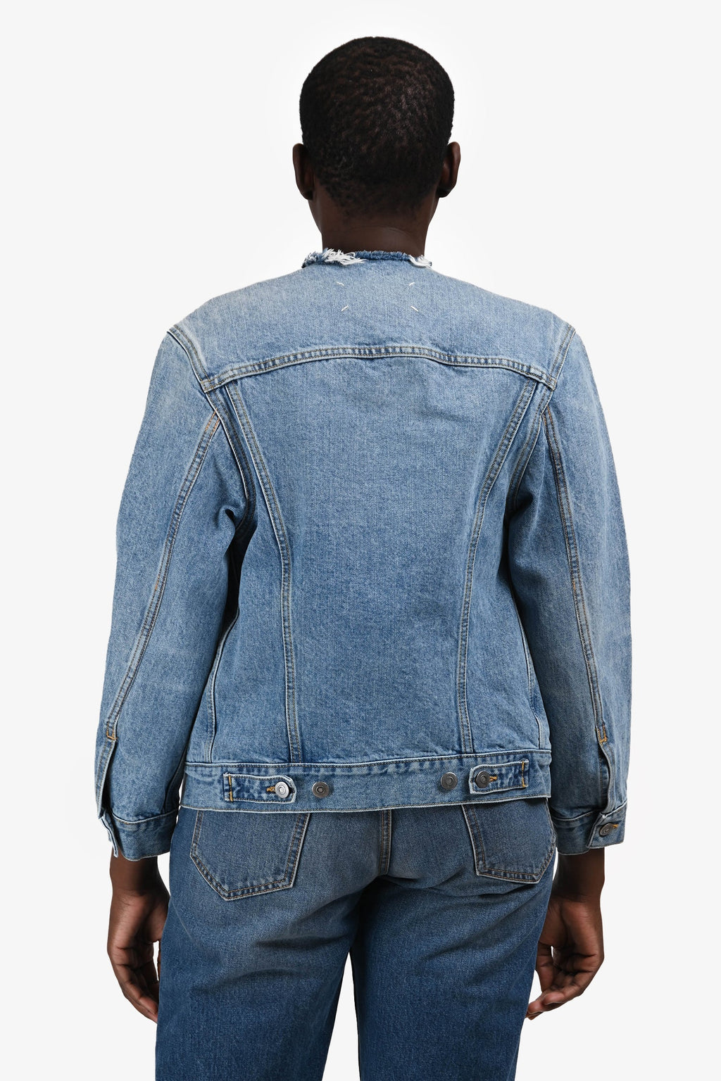 Maison Margiela Blue Distressed Edge Denim Jacket Size 38