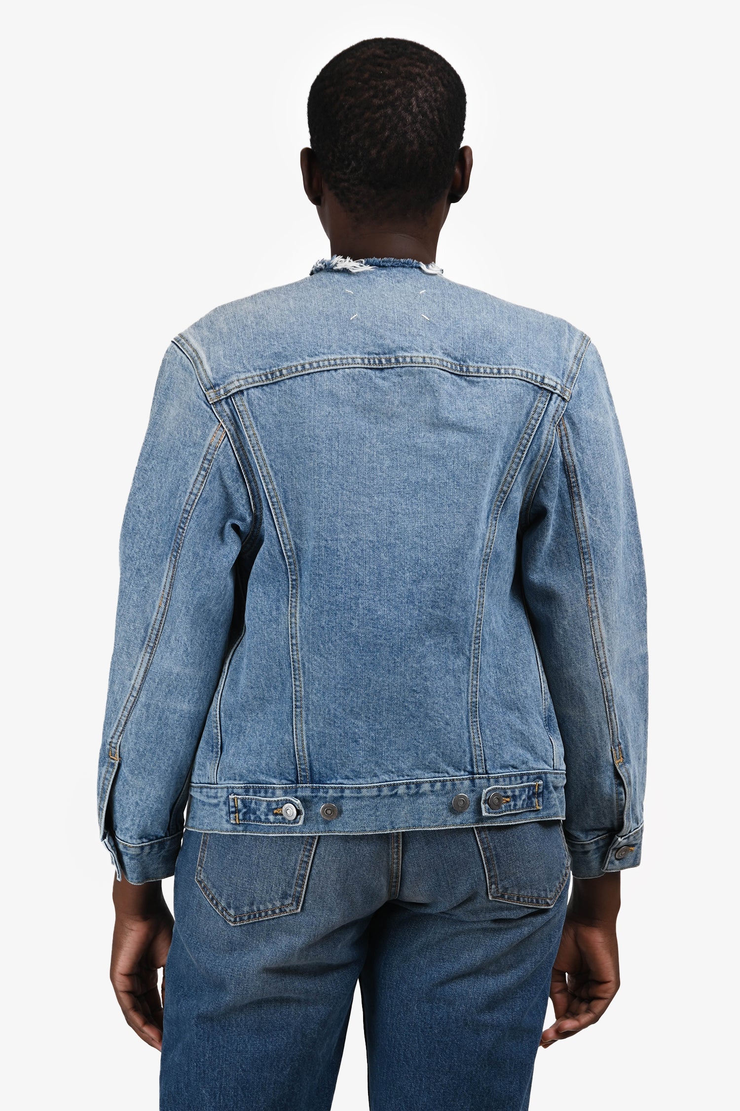 Maison Margiela Blue Distressed Edge Denim Jacket Size 38