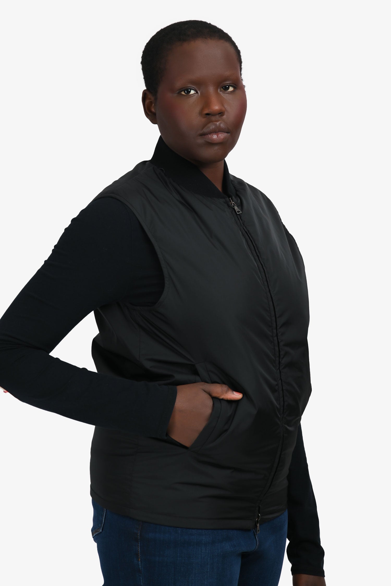Prada 2006 Black Nylon Lightweight Vest Size 48