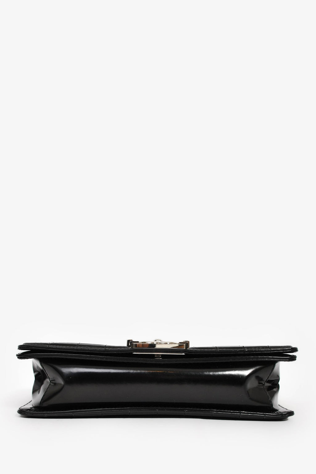 Pre-Loved Chanel™ 2012 Black Patent Leather Medium Reverso Boy Bag SHW
