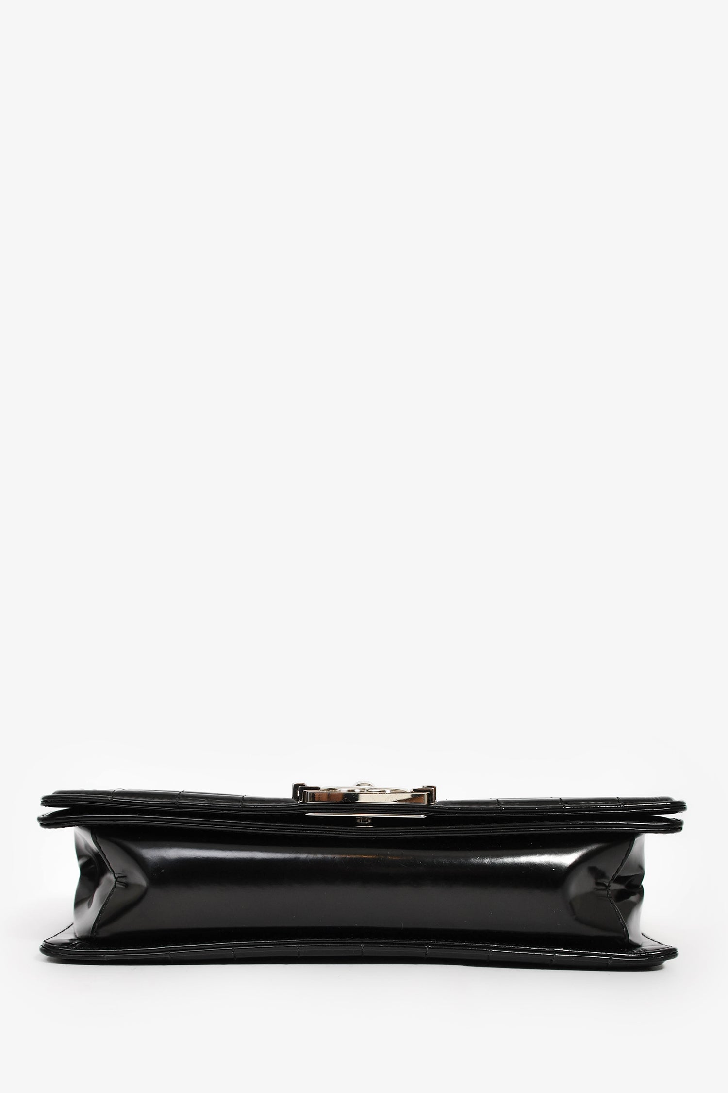 Pre-Loved Chanel™ 2012 Black Patent Leather Medium Reverso Boy Bag SHW
