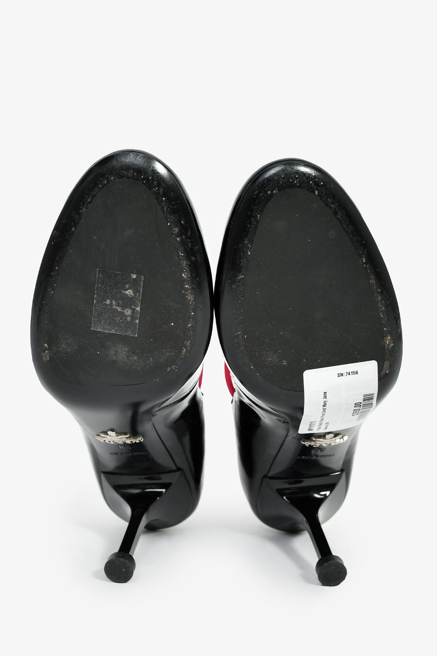 Prada Black Patent Pink Cord Mary Jane Heels Size 38