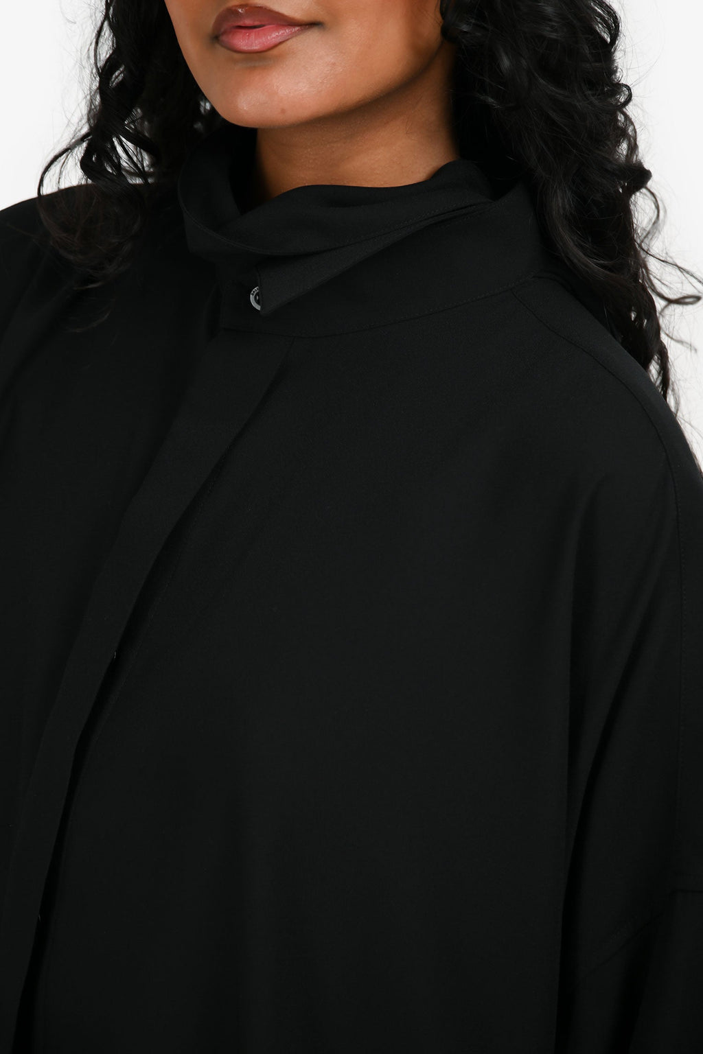Balenciaga 2020 Black Neck Tie Oversized Button Up Shirt Size 34