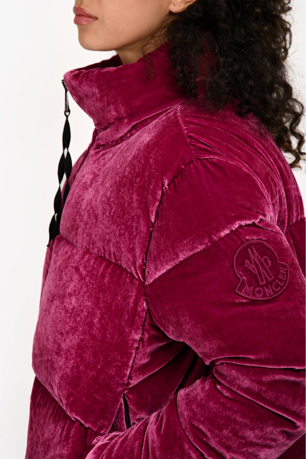 Moncler Magenta Velvet Rimac Giubbotto Down Jacket Size 4