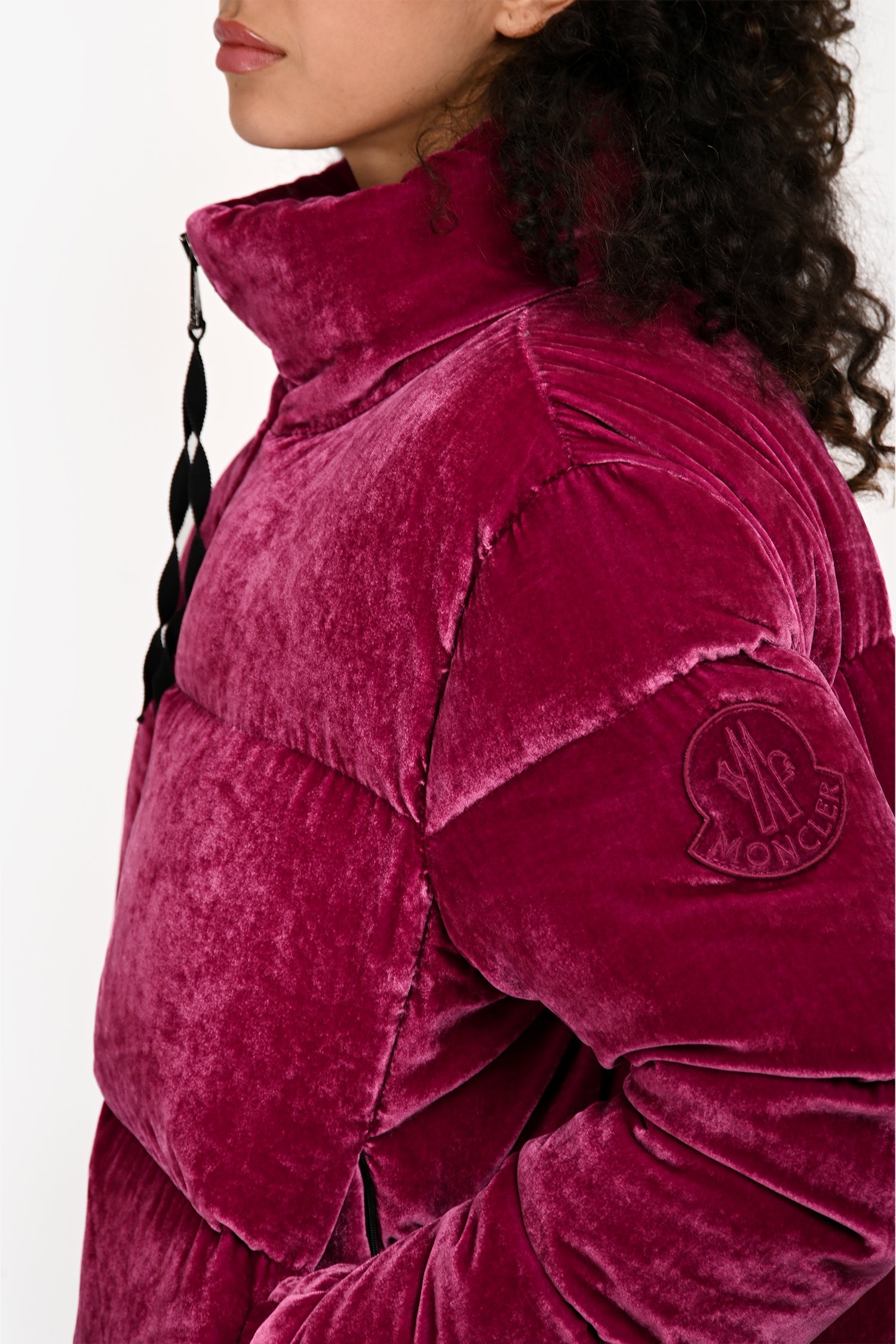Moncler Magenta Velvet Rimac Giubbotto Down Jacket Size 4