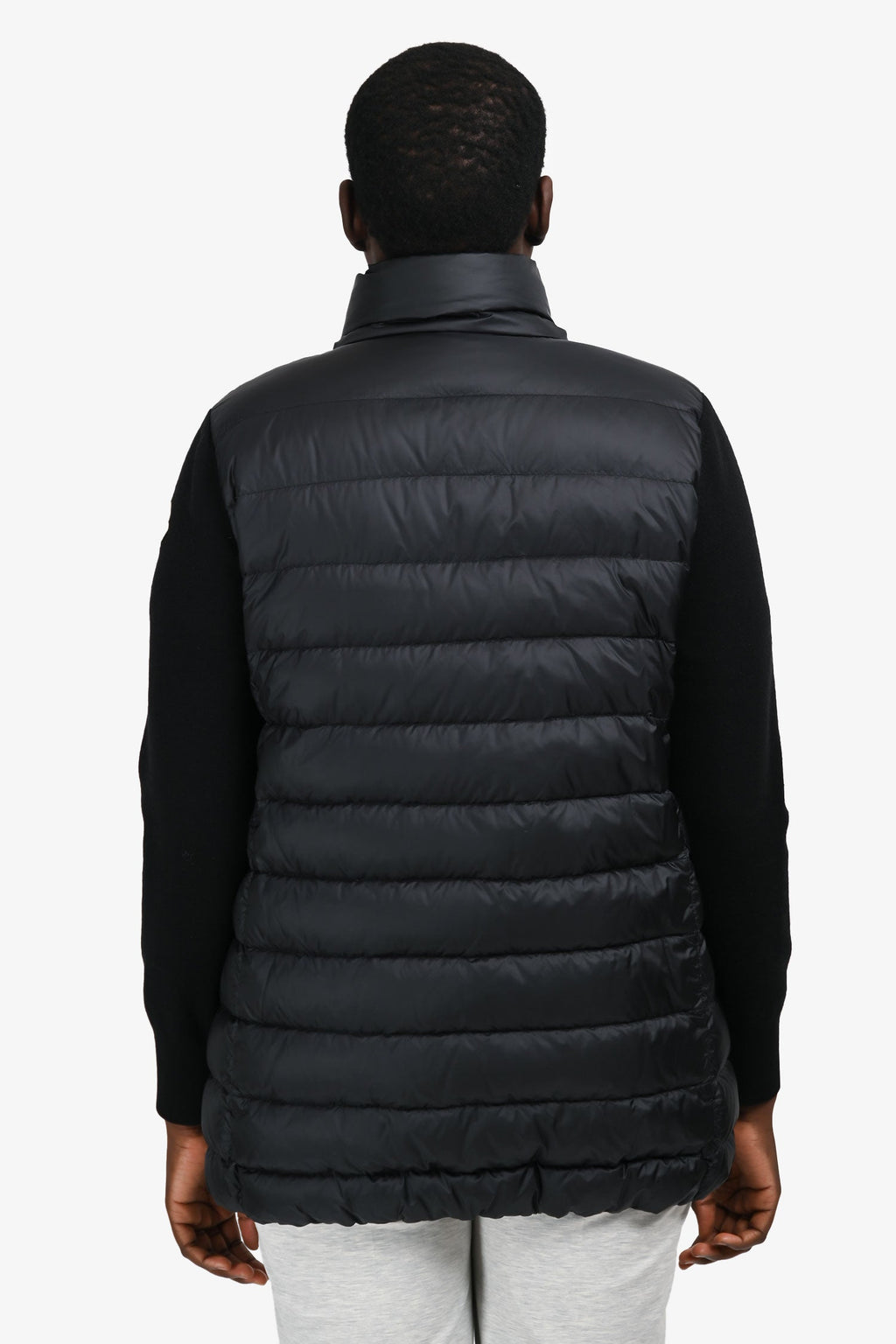 Moncler Black Wool Knit Sleeve Down Jacket Size L