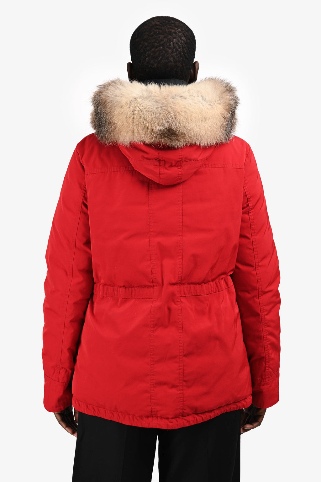 Moncler Red Macareux Giubbotto Fur Hooded Parka Down Coat Size 5