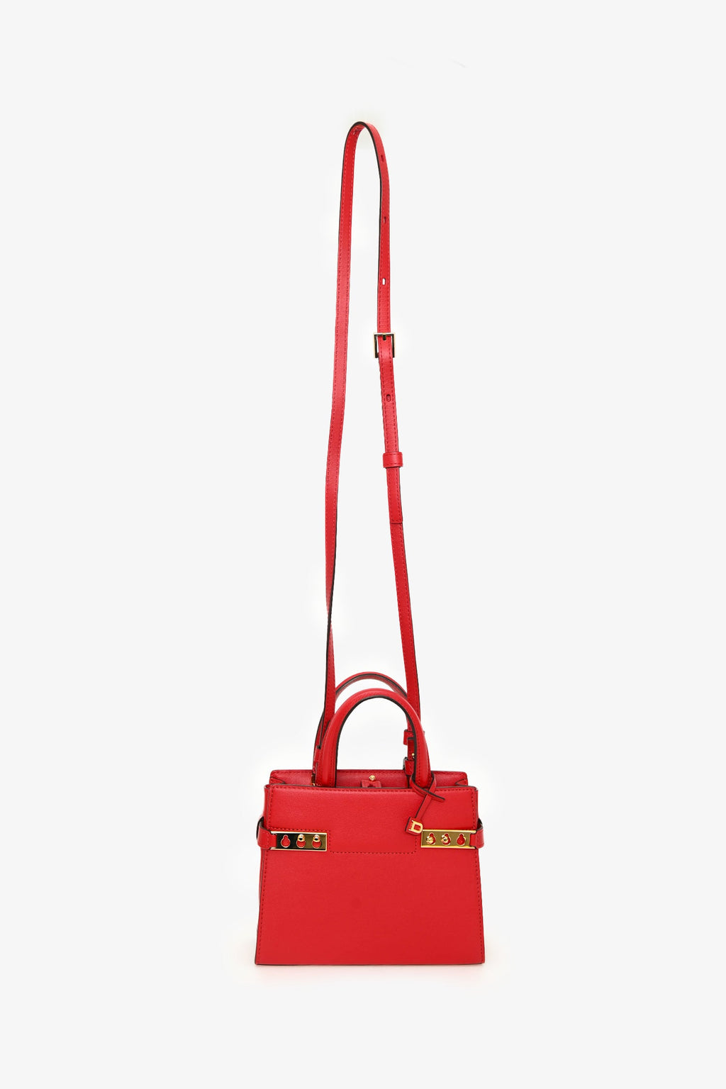 Delvaux Red Leather Tempete Crush PM Top Handle