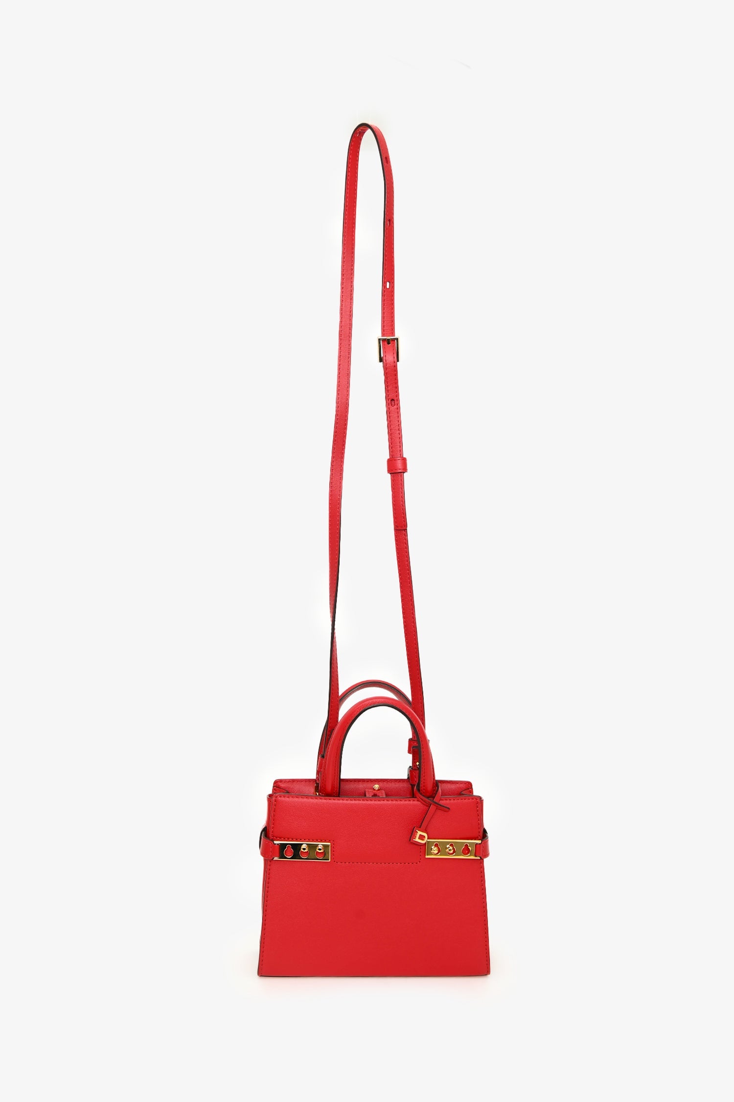 Delvaux Red Leather Tempete Crush PM Top Handle