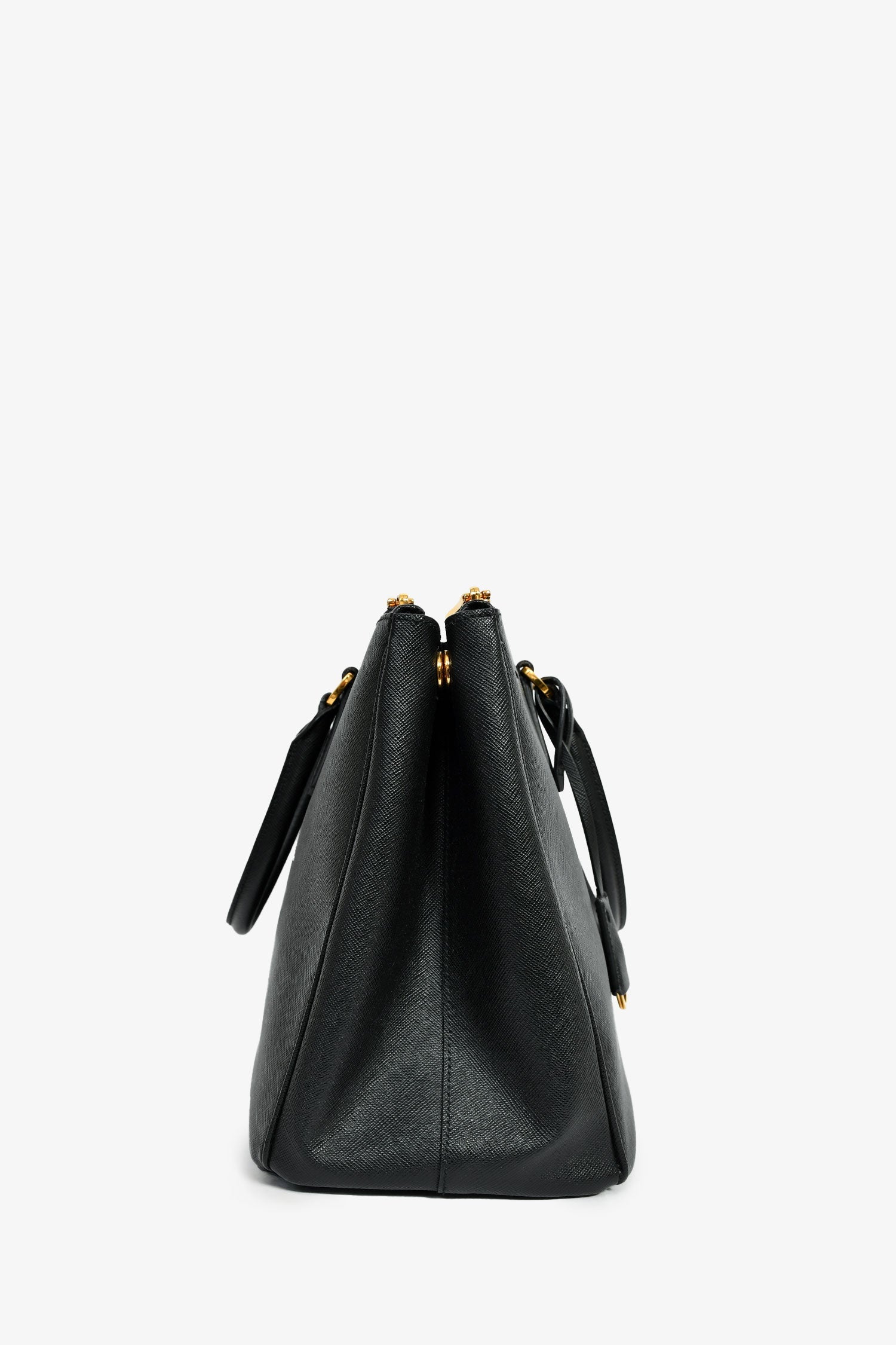 Prada Black Saffiano Leather Double Zip Tote