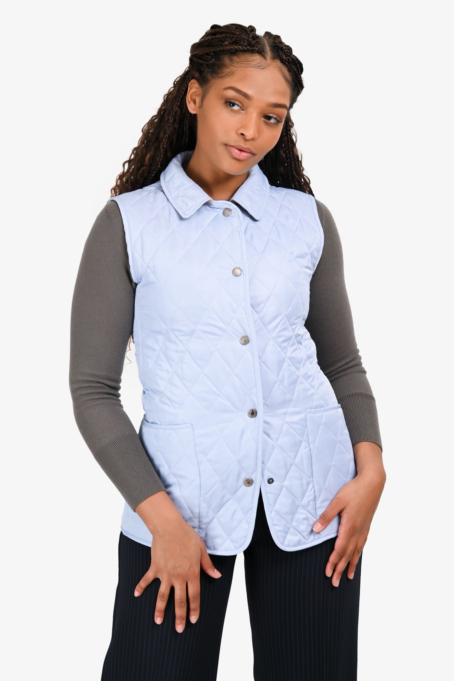 Burberry London Blue Quilted Lightweight Vest Estimated Size M