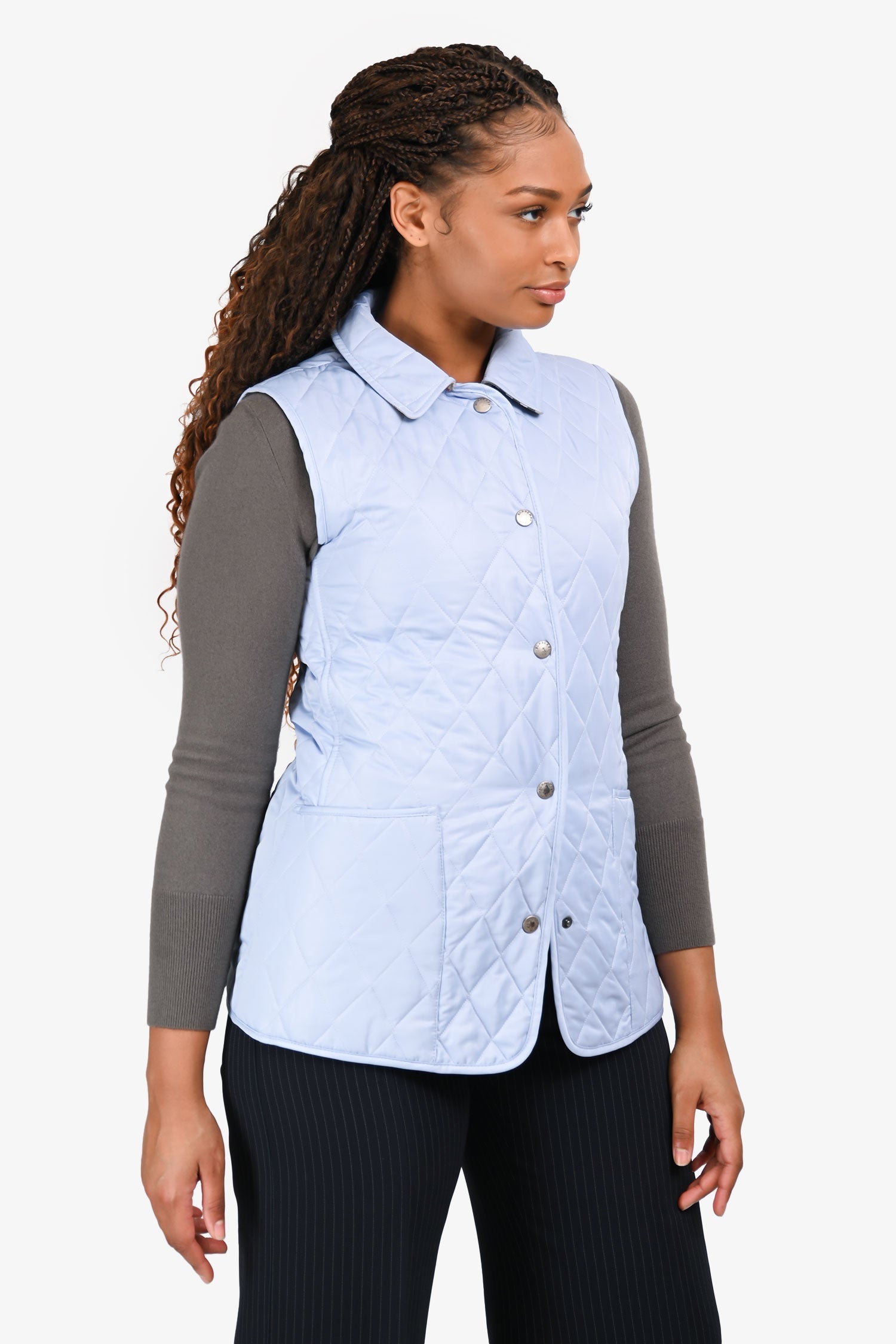 Burberry London Blue Quilted Lightweight Vest Estimated Size M