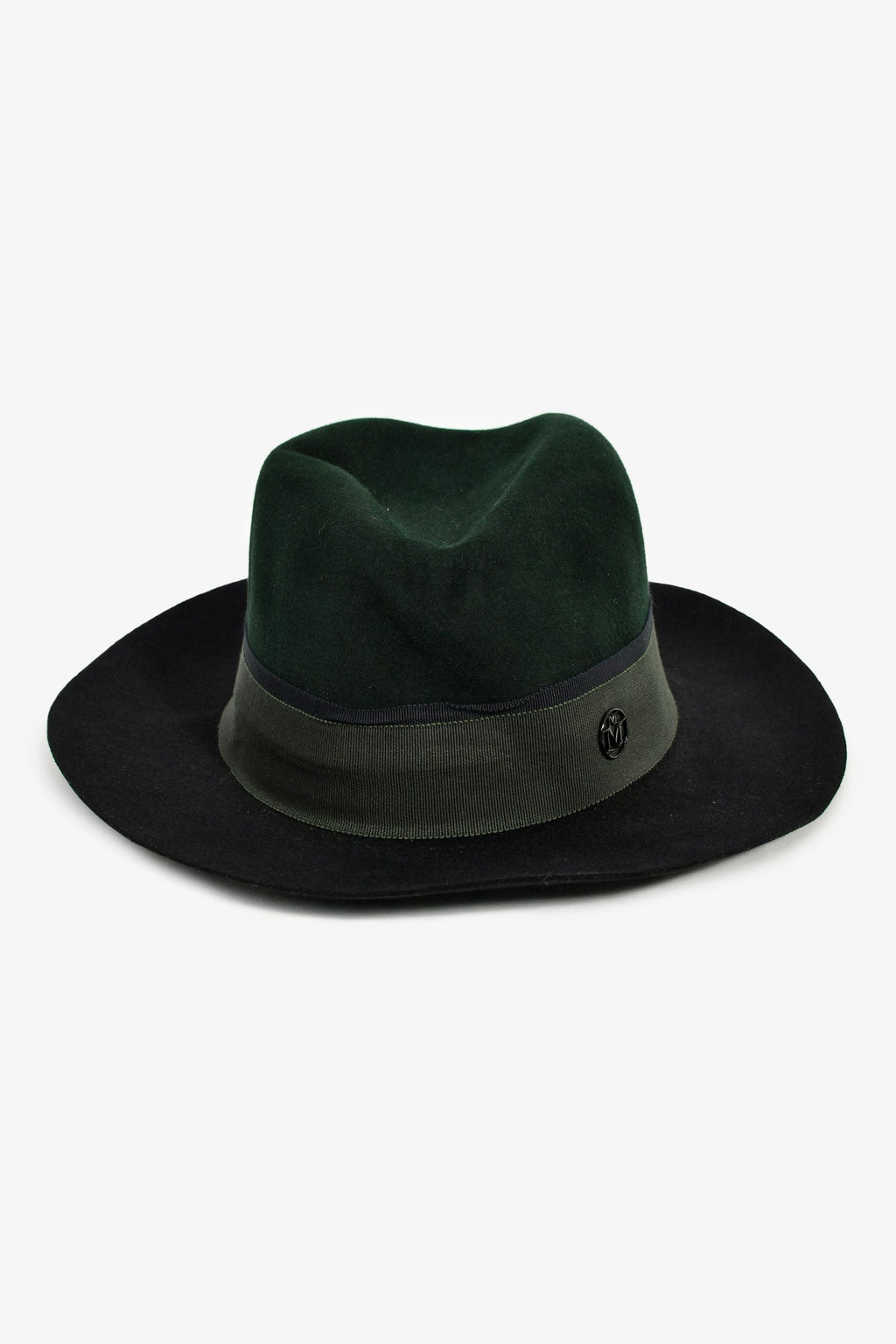 Maison Michel Blue/Green Felt Wide Brim Hat Size L