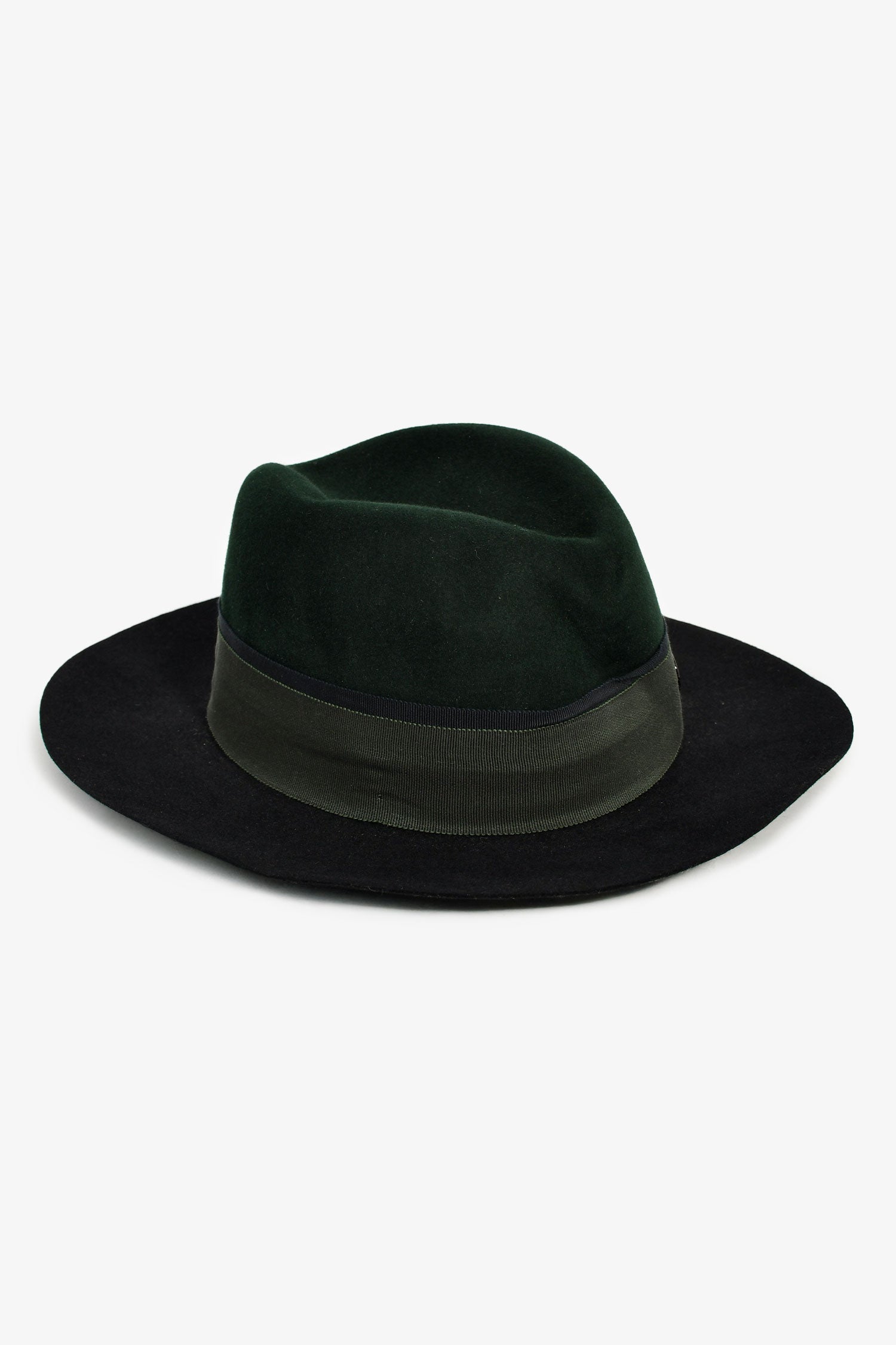 Maison Michel Blue/Green Felt Wide Brim Hat Size L