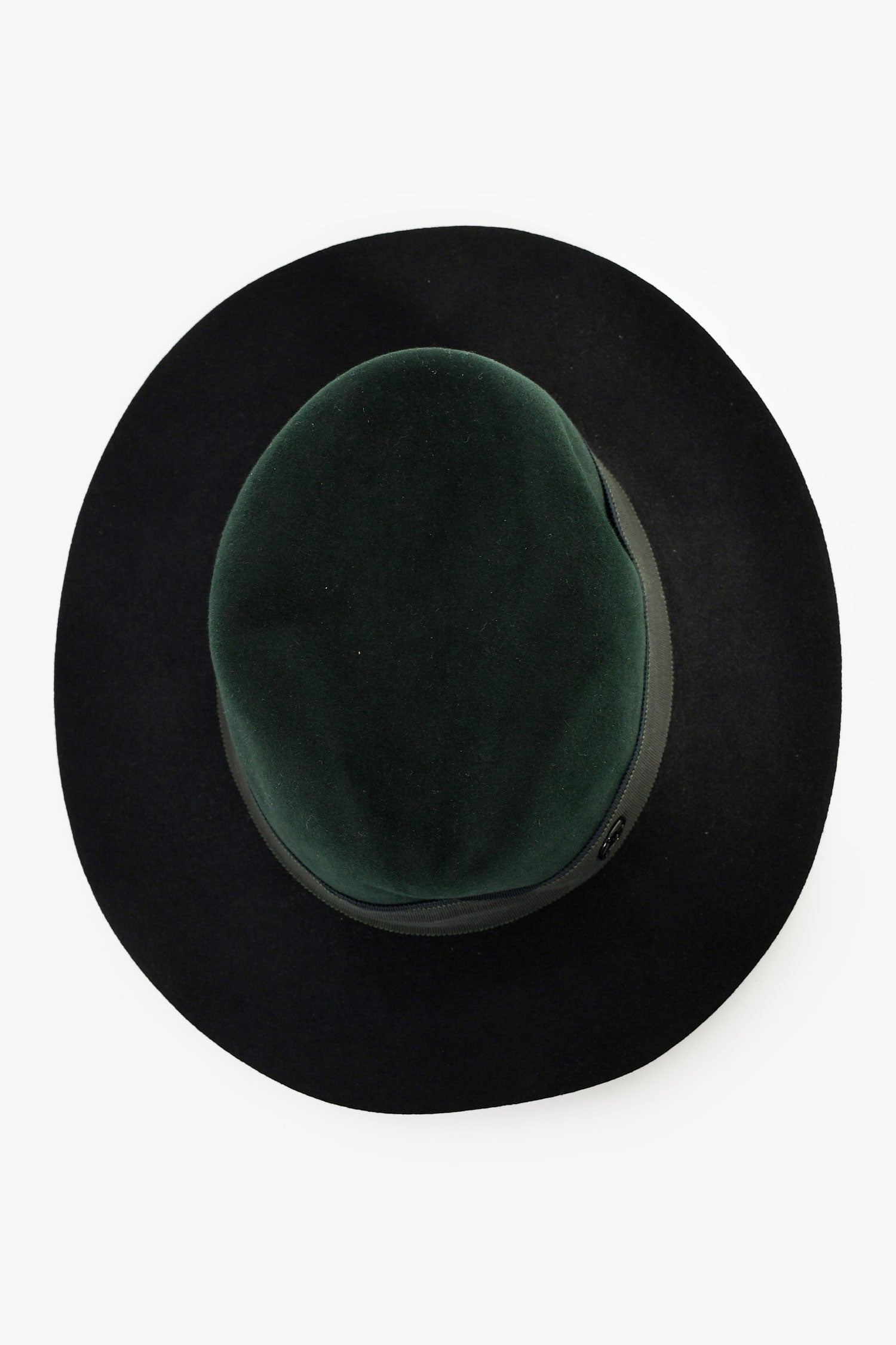 Maison Michel Blue/Green Felt Wide Brim Hat Size L