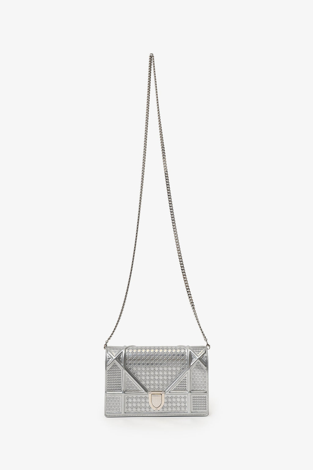 Christian Dior Silver Diorama Wallet on Chain