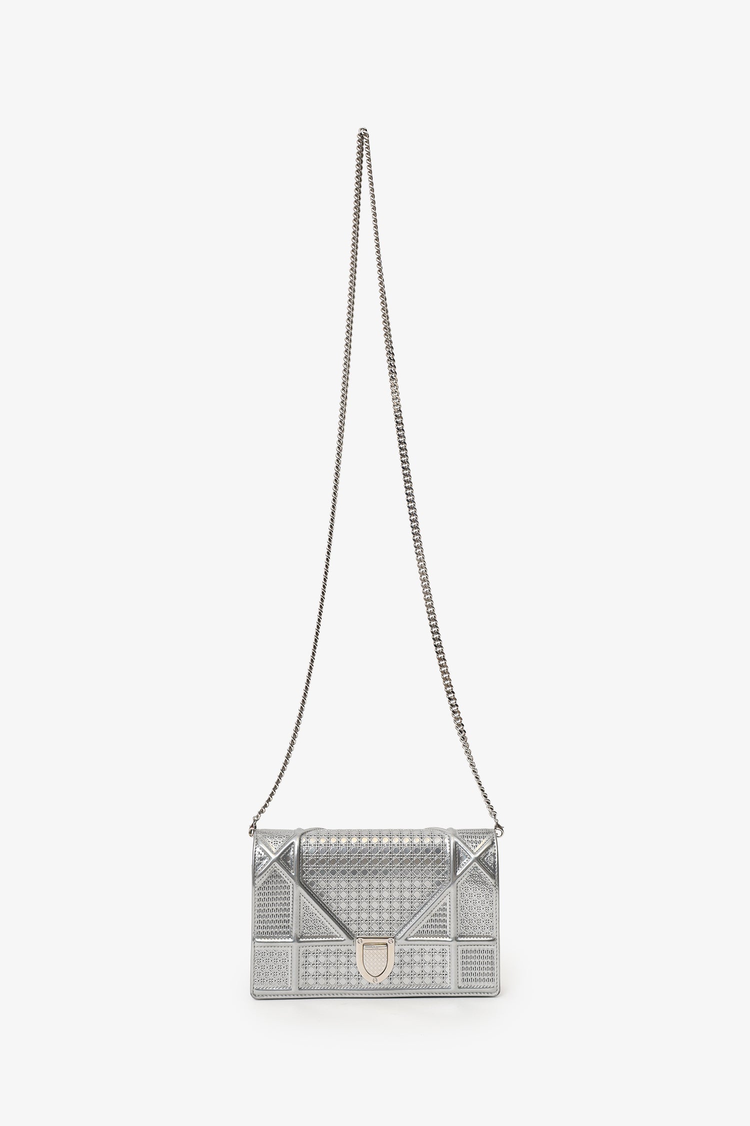 Christian Dior Silver Diorama Wallet on Chain