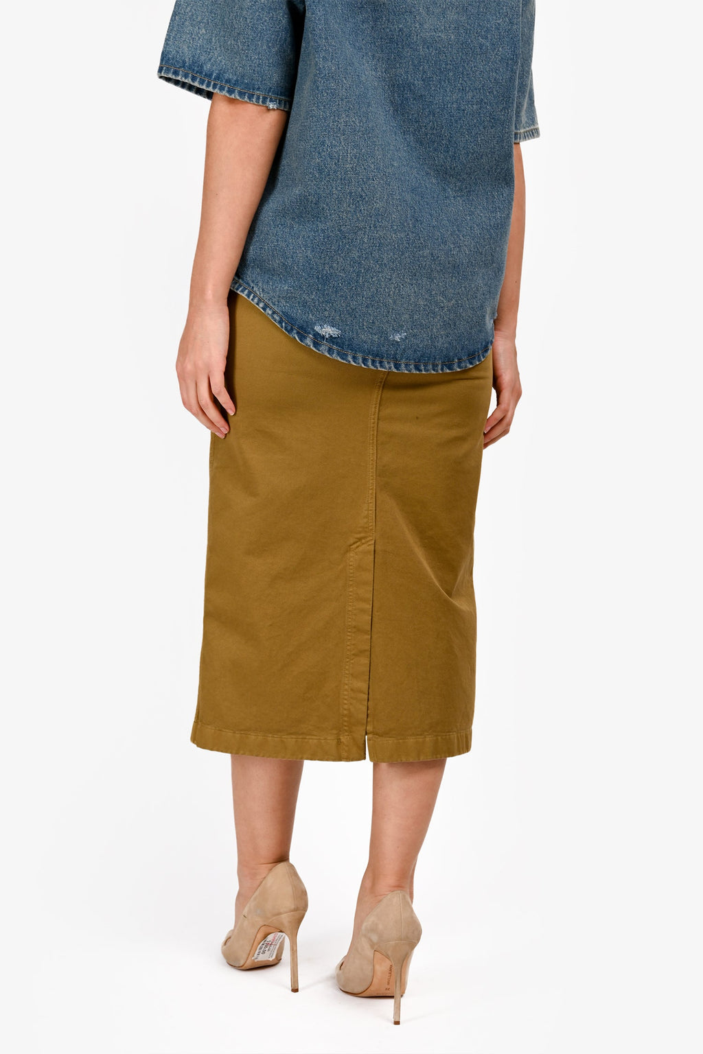 Dries Van Noten Brown Denim Midi Skirt Size 34