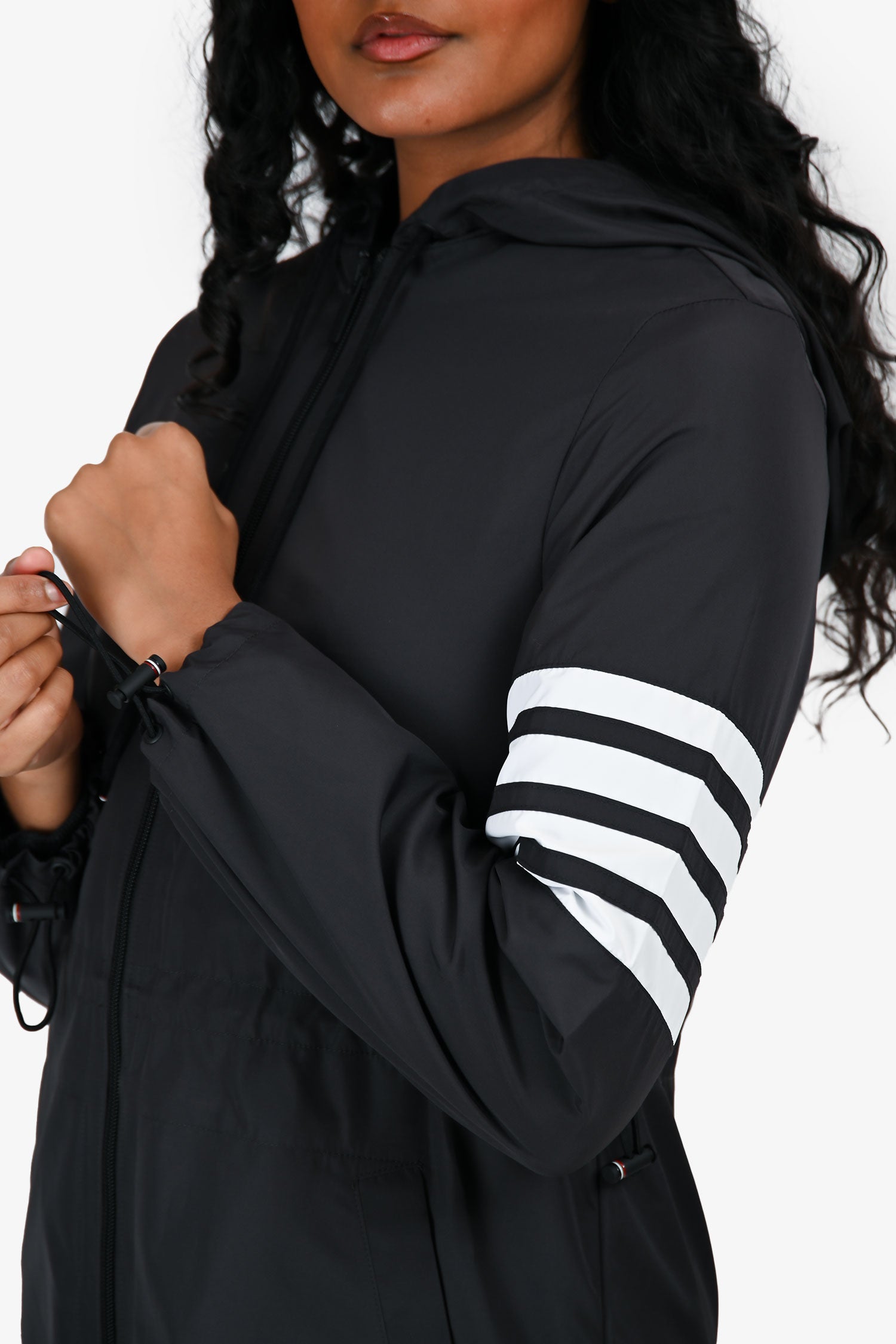 Thom Brown Black Striped Detail Hooded Raincoat Size 38