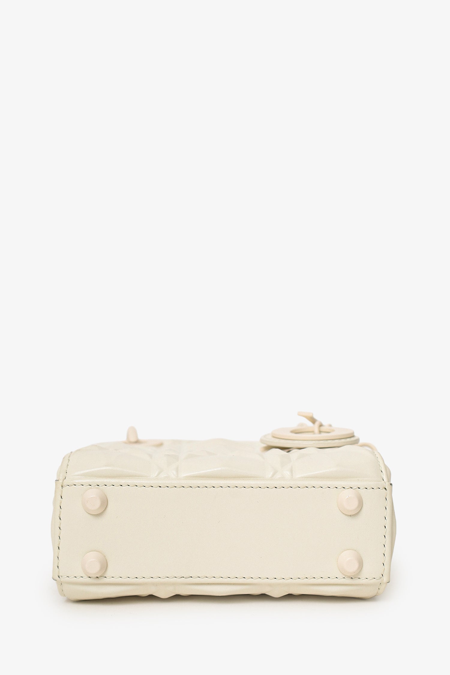 Christian Dior 2022 White Ultra Matte Calfskin Cannage Diamond Motif Micro Lady Dior