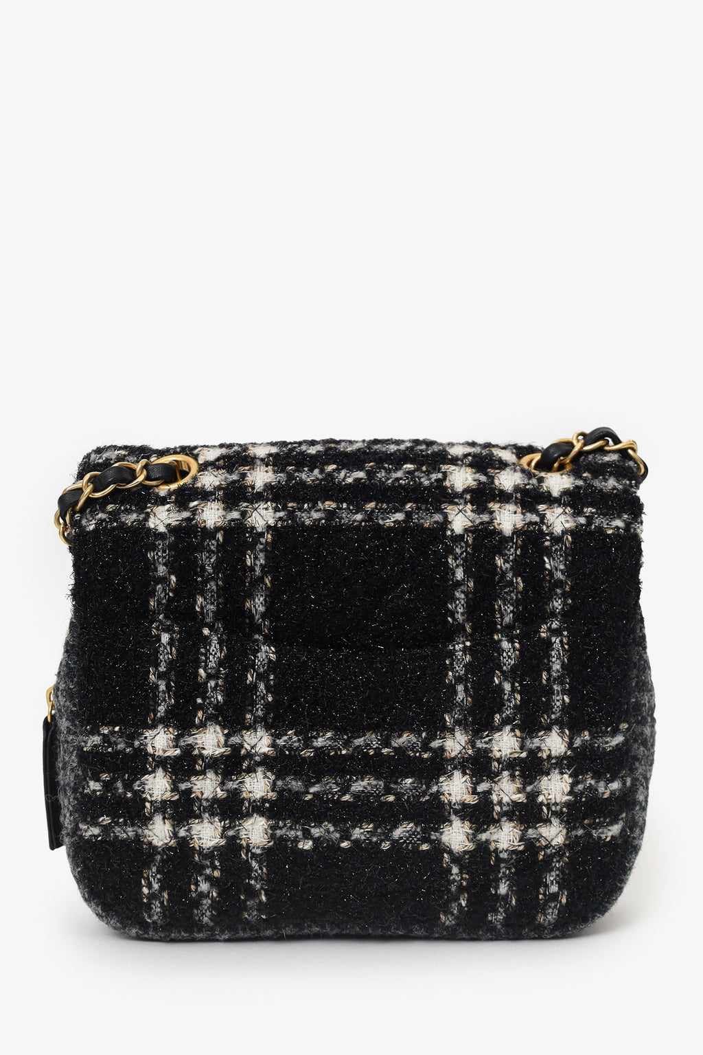 Pre-Loved Chanel™ 2022 Black/Grey Wool Tweed CC Square Flap Bag