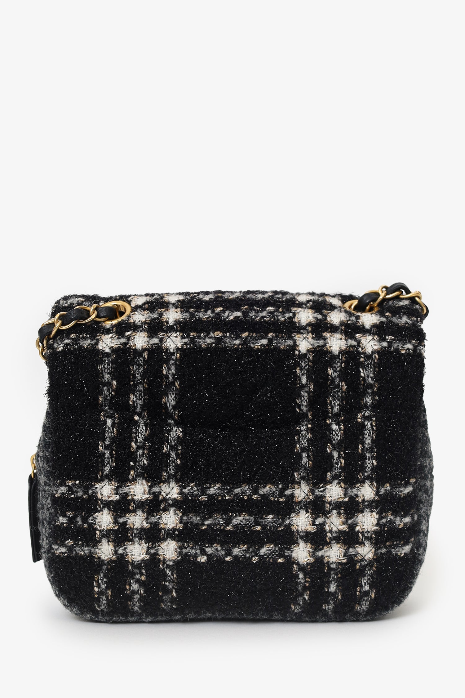 Pre-Loved Chanel™ 2022 Black/Grey Wool Tweed CC Square Flap Bag
