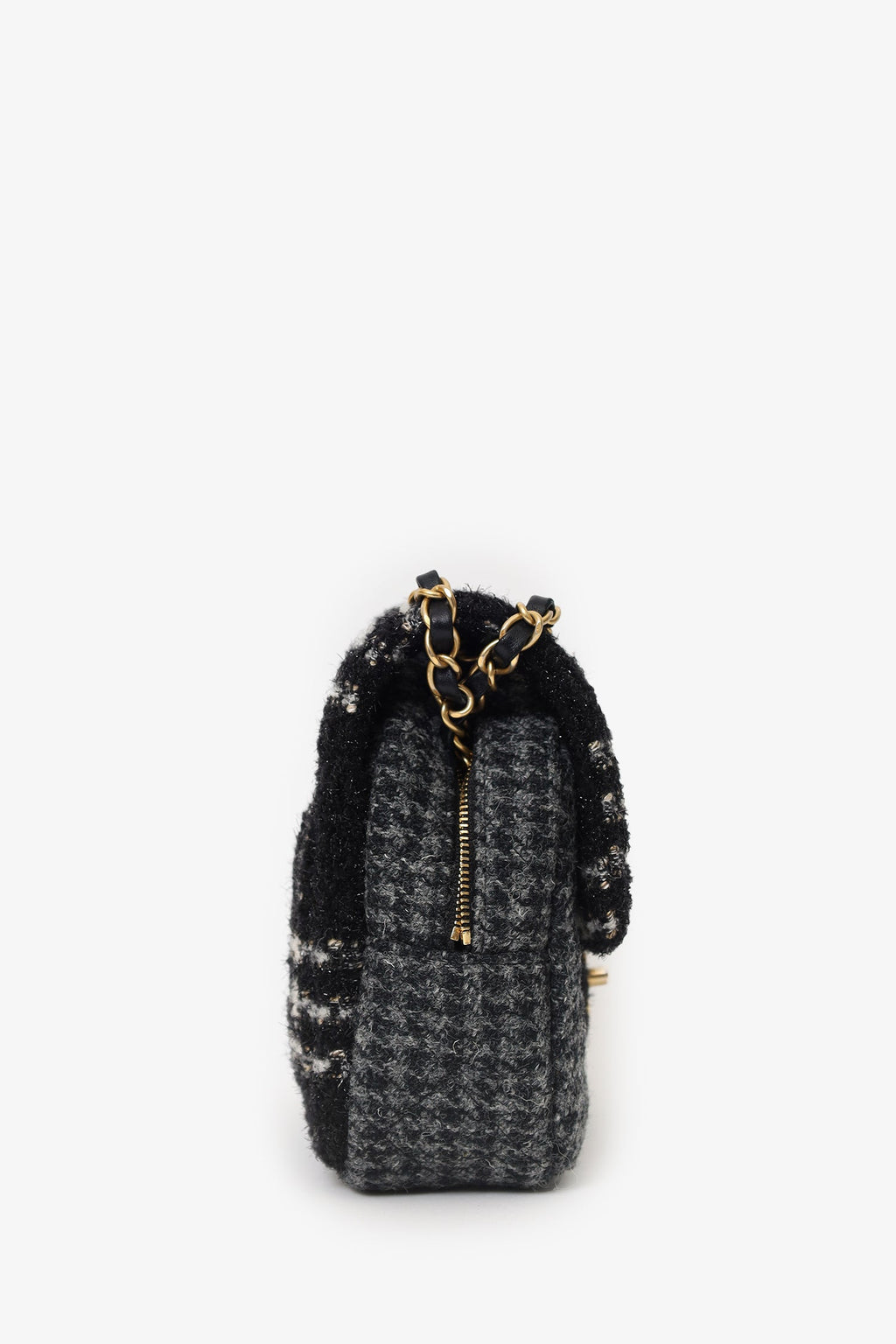 Pre-Loved Chanel™ 2022 Black/Grey Wool Tweed CC Square Flap Bag