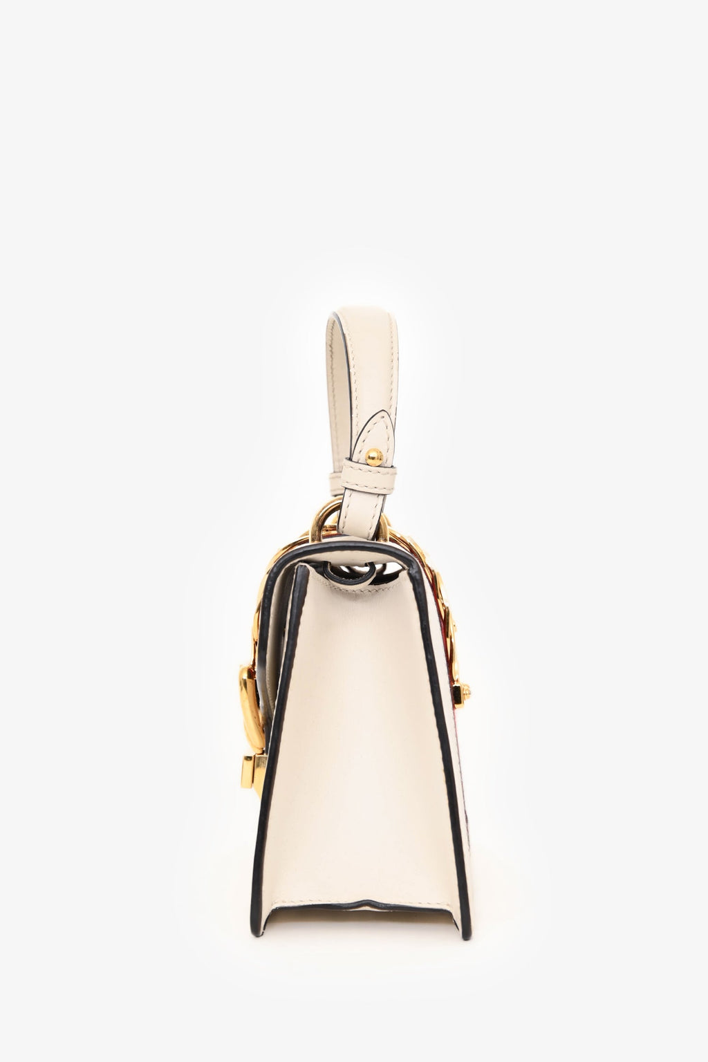 Gucci White Leather Mini Sylvie Top Handle
