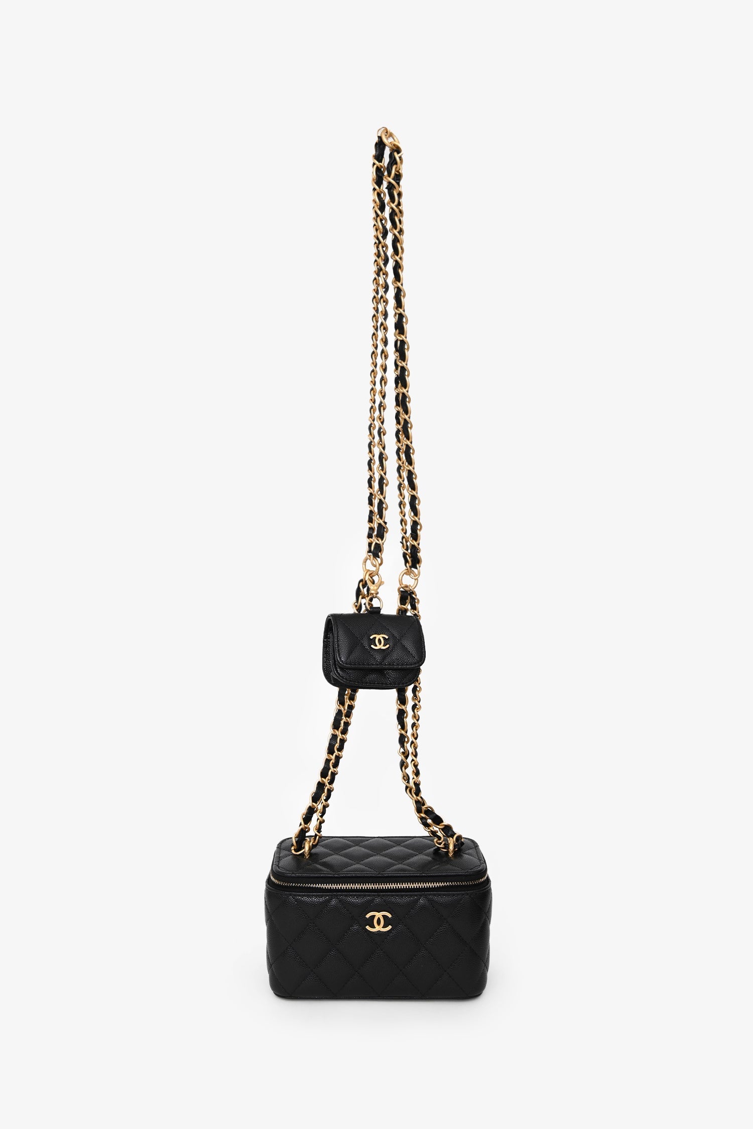 Pre-Loved Chanel™ Black Caviar Leather Vanity Crossbody With AirPod case