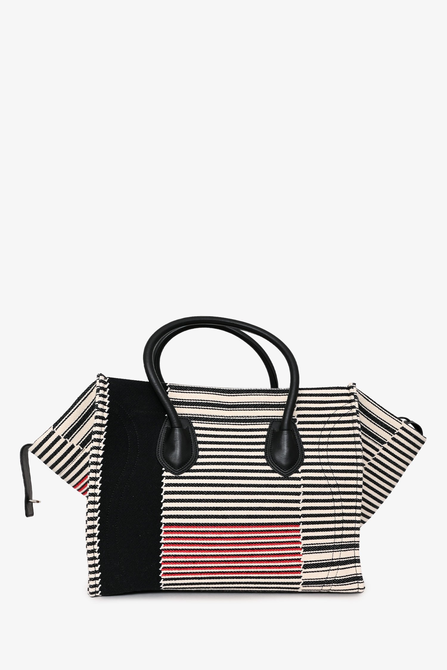 Celine 2017 Black/White Canvas Striped Phantom Luggage Top Handle