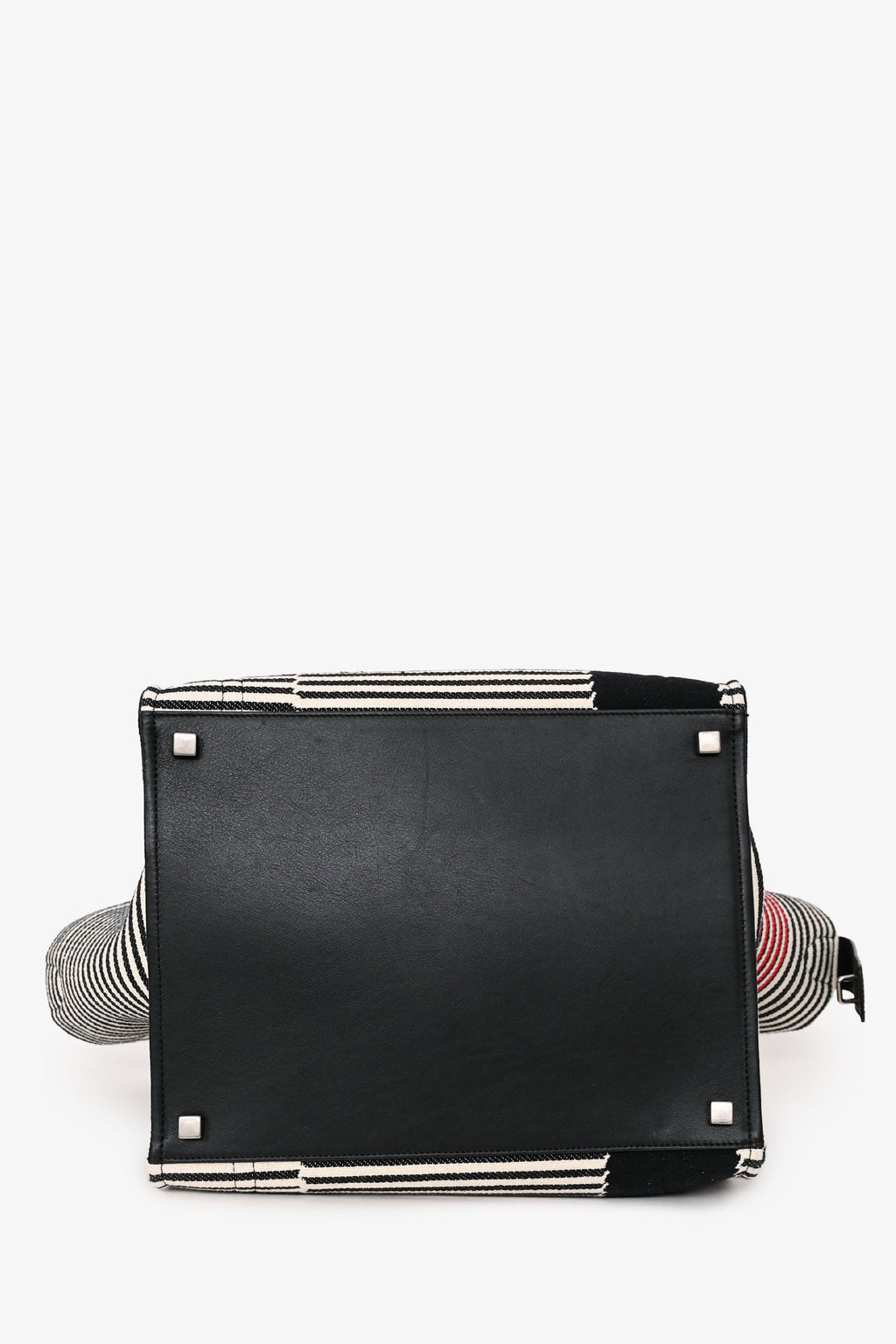 Celine 2017 Black/White Canvas Striped Phantom Luggage Top Handle