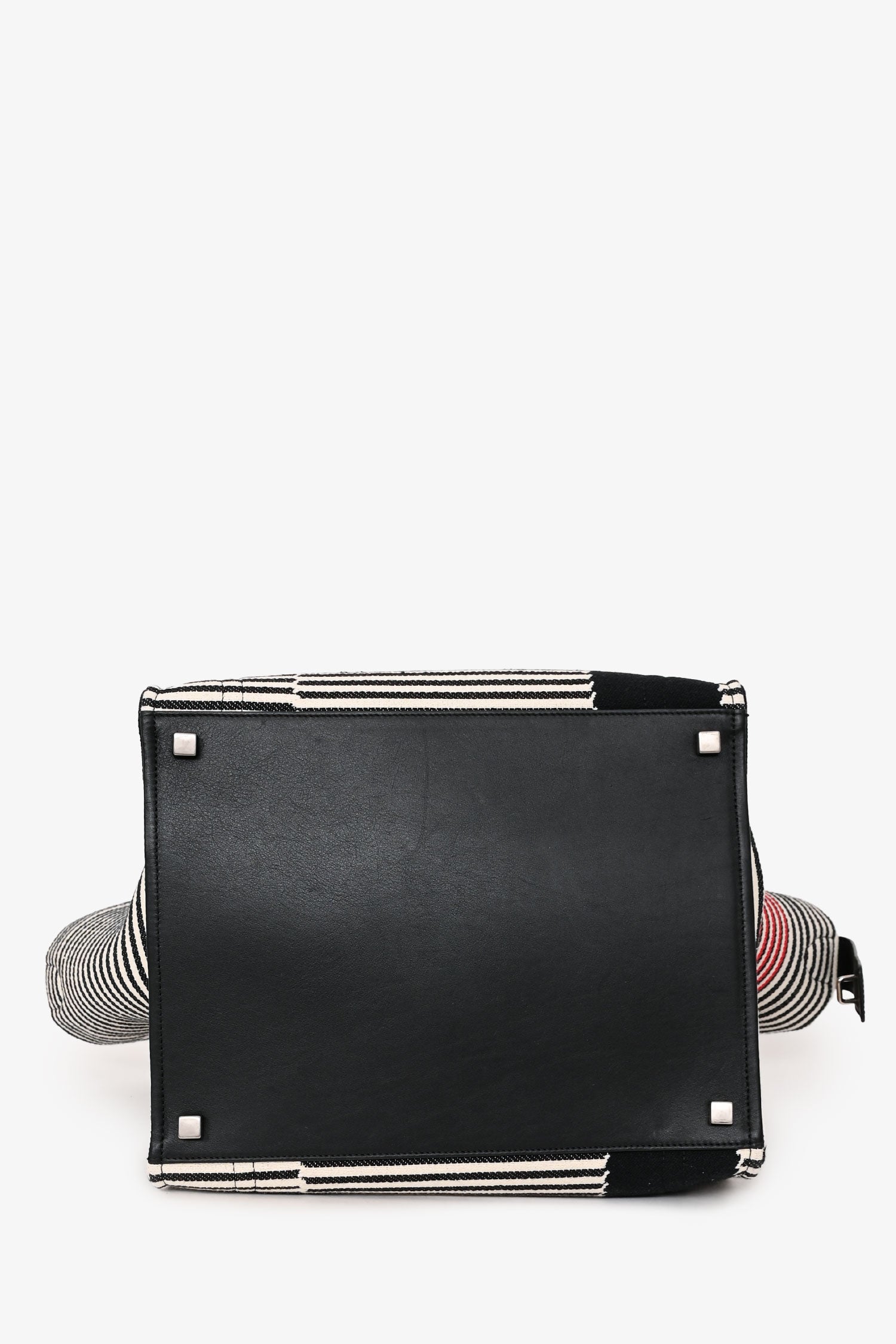 Celine 2017 Black/White Canvas Striped Phantom Luggage Top Handle