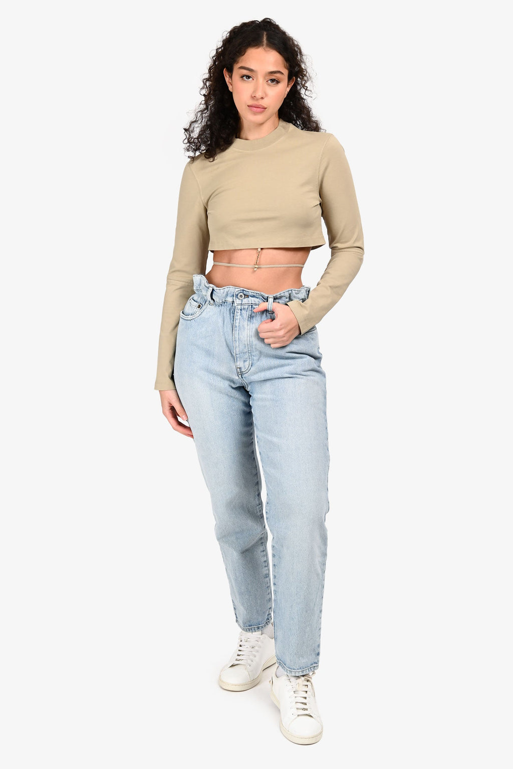 Miu Miu 2019 Blue Denim Paper Bag Waisted Jeans Size 28