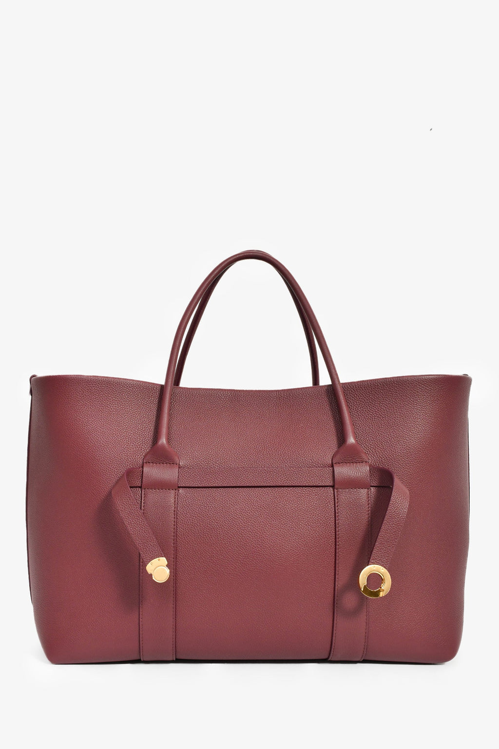 Loro Piana Burgundy Grained Leather 'Ghiera Shopper' Large Tote With Pouch